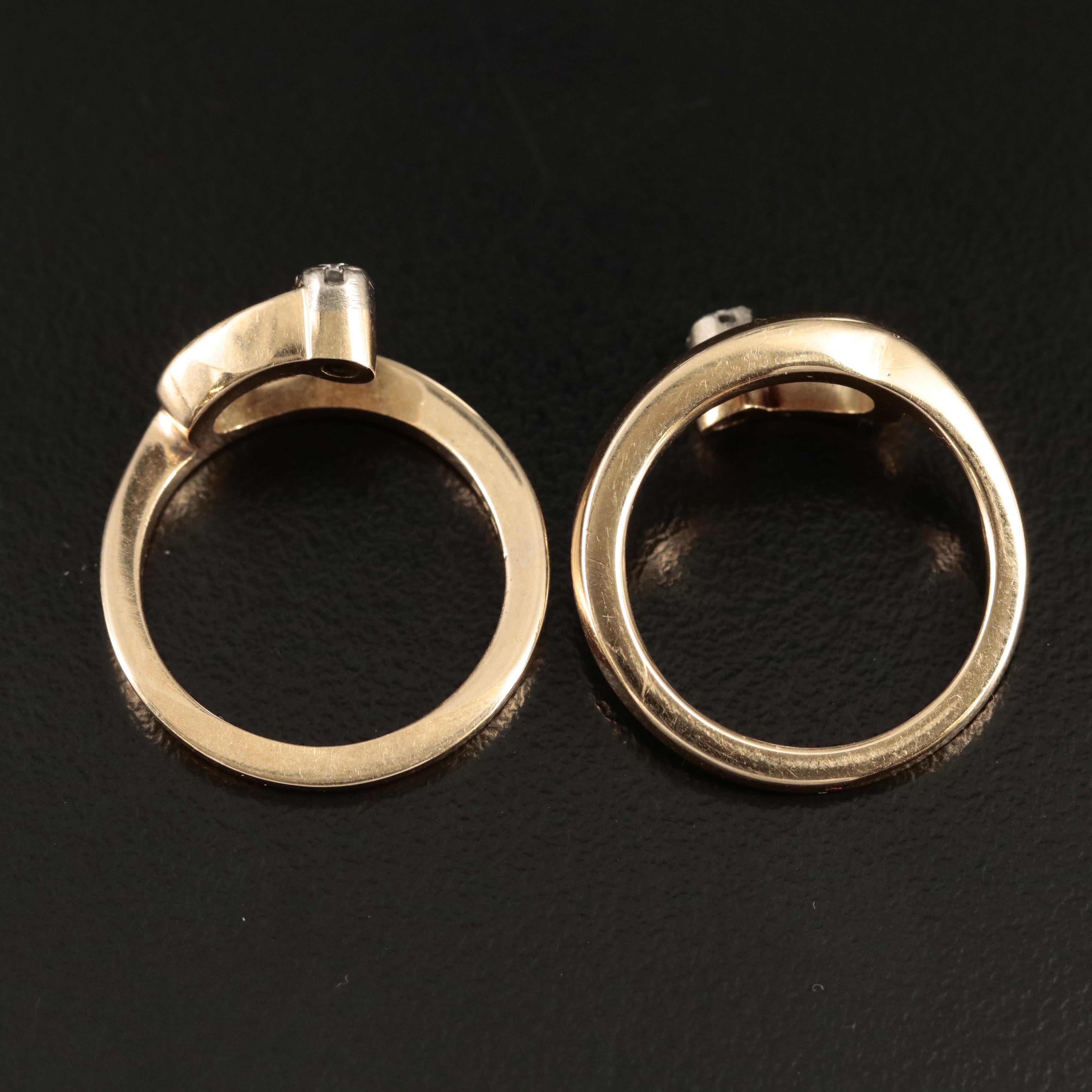 14K 0.13 CTW Diamond Interlocking Rings