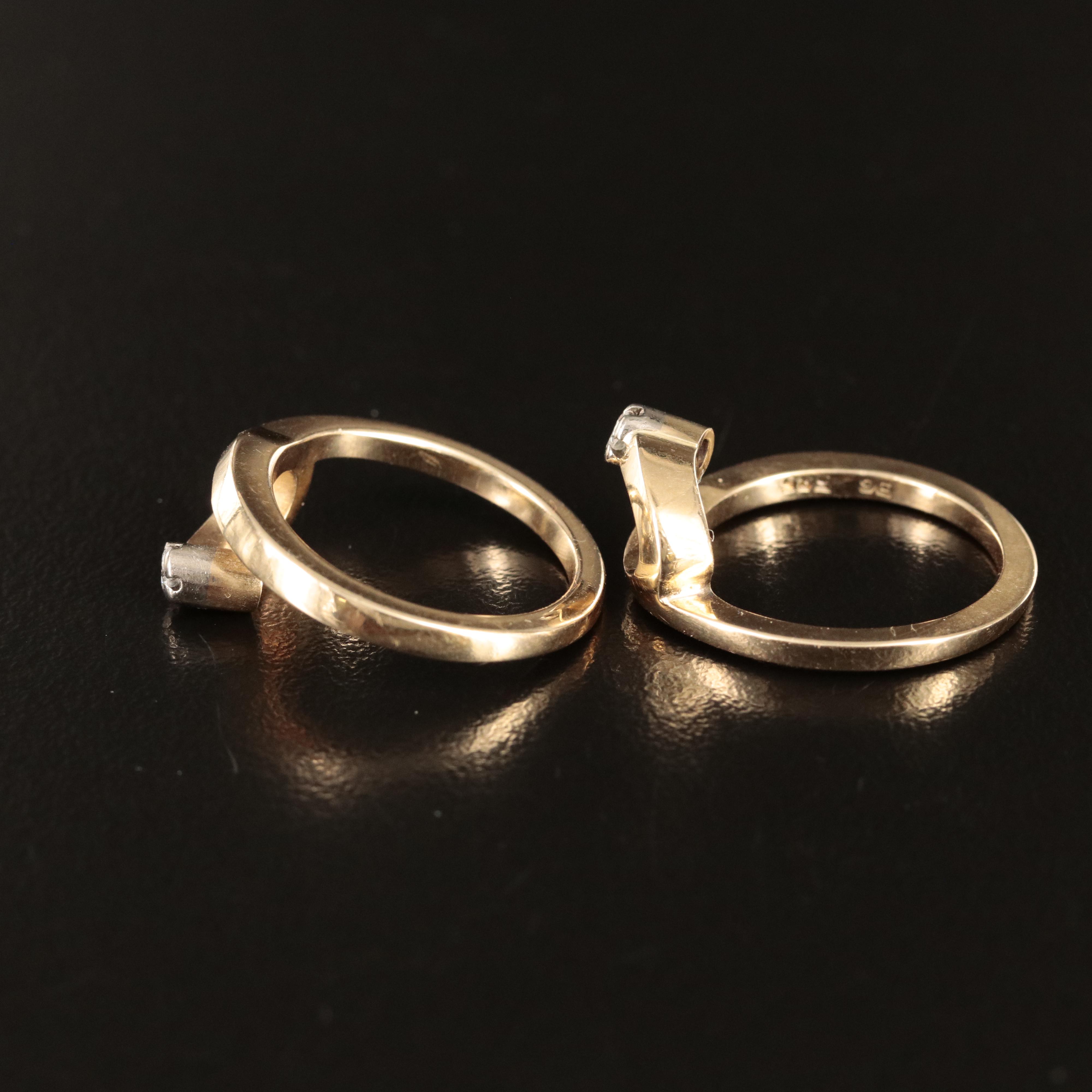 14K 0.13 CTW Diamond Interlocking Rings