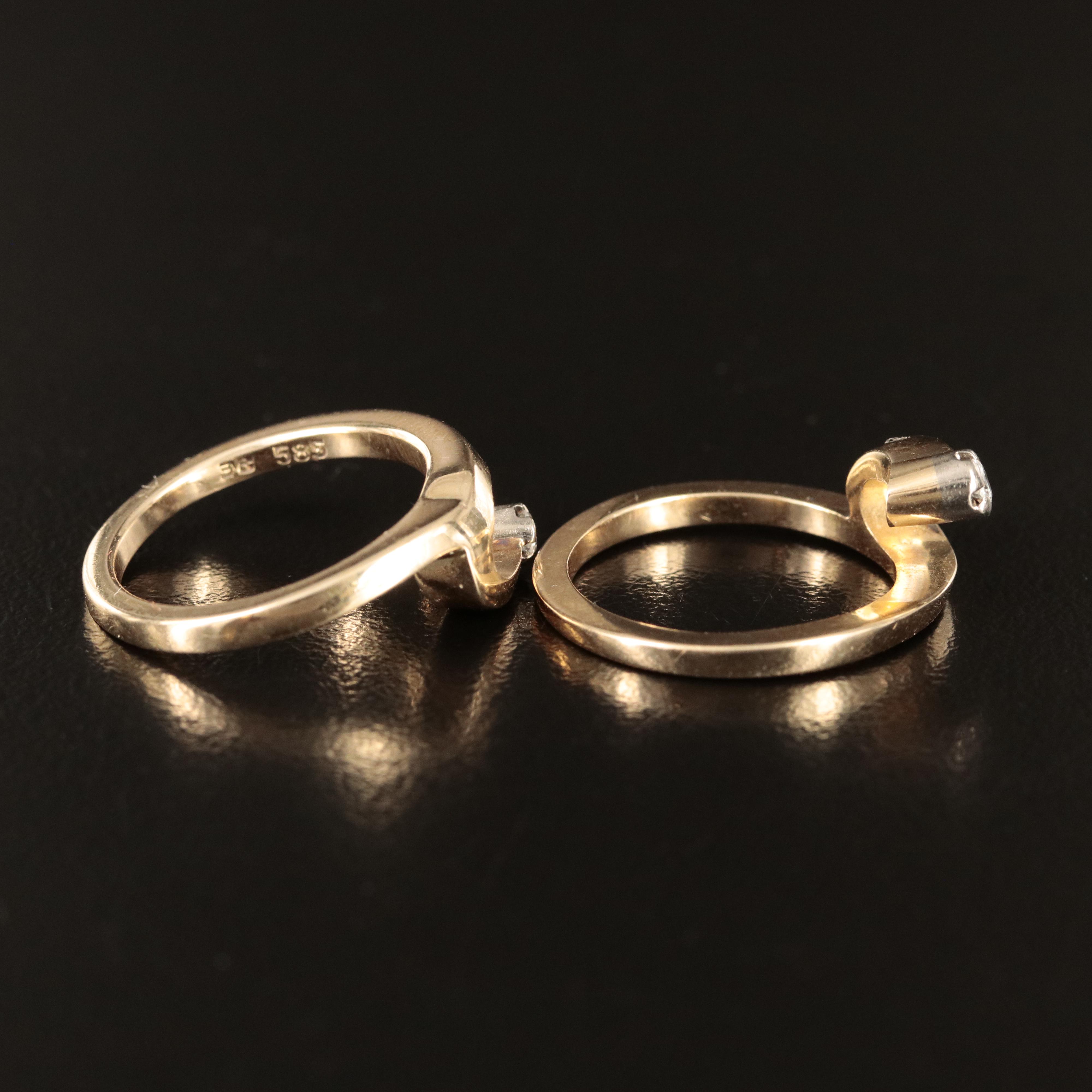 14K 0.13 CTW Diamond Interlocking Rings