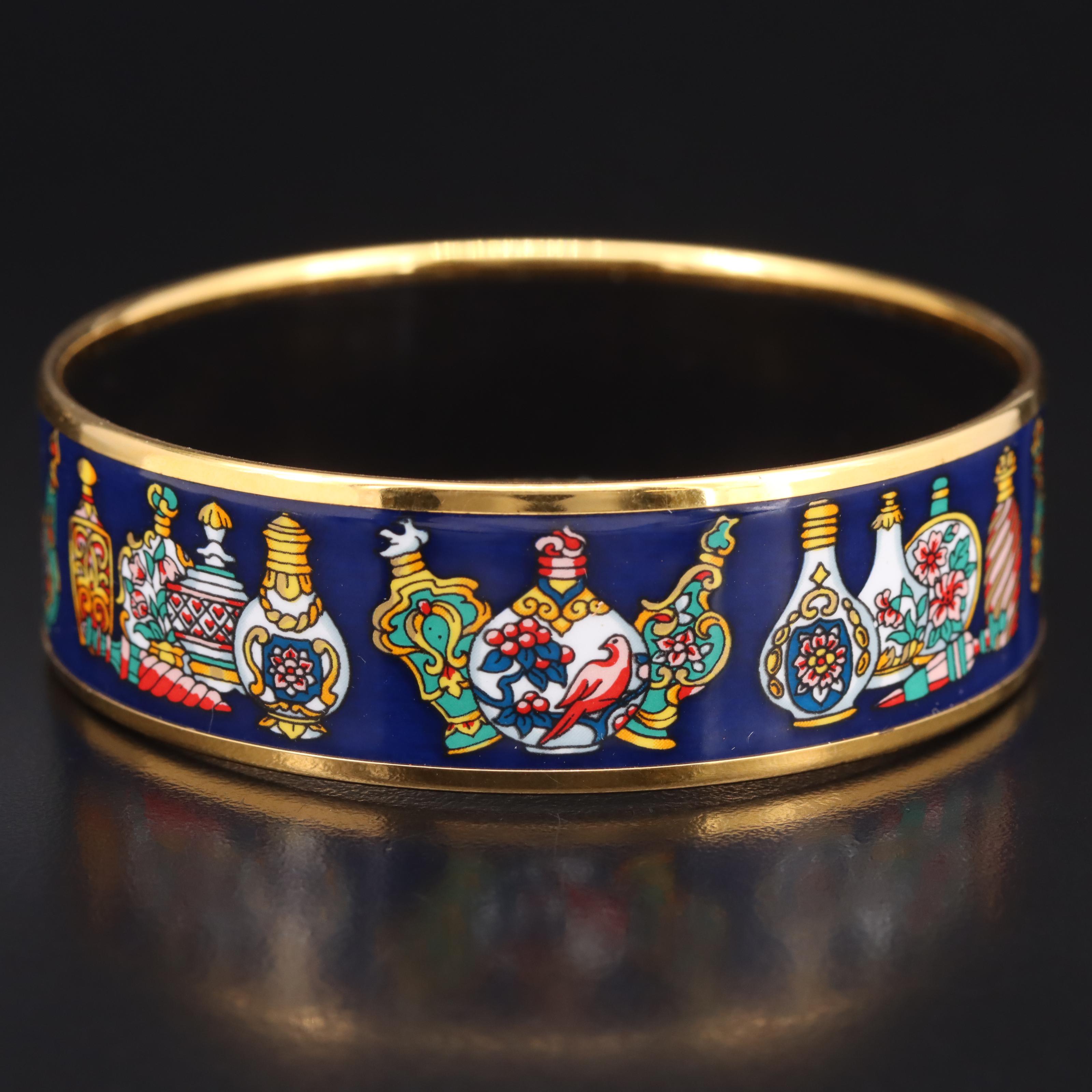 Hermès "Qu'Import le Flaçon" Wide Enamel Bangle