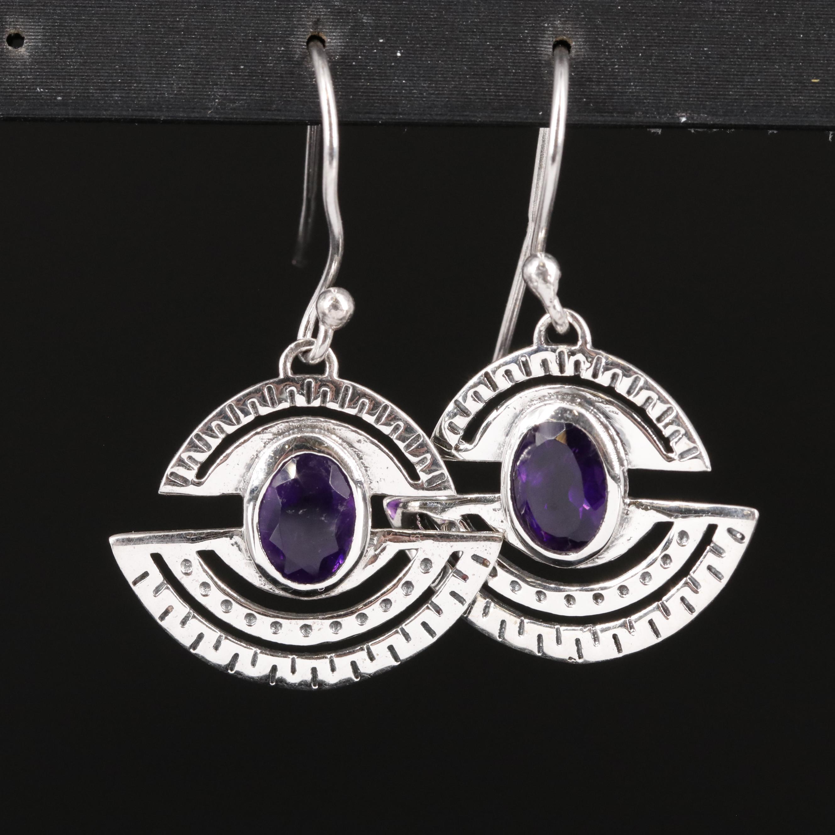 Sterling Amethyst Dangle Earrings