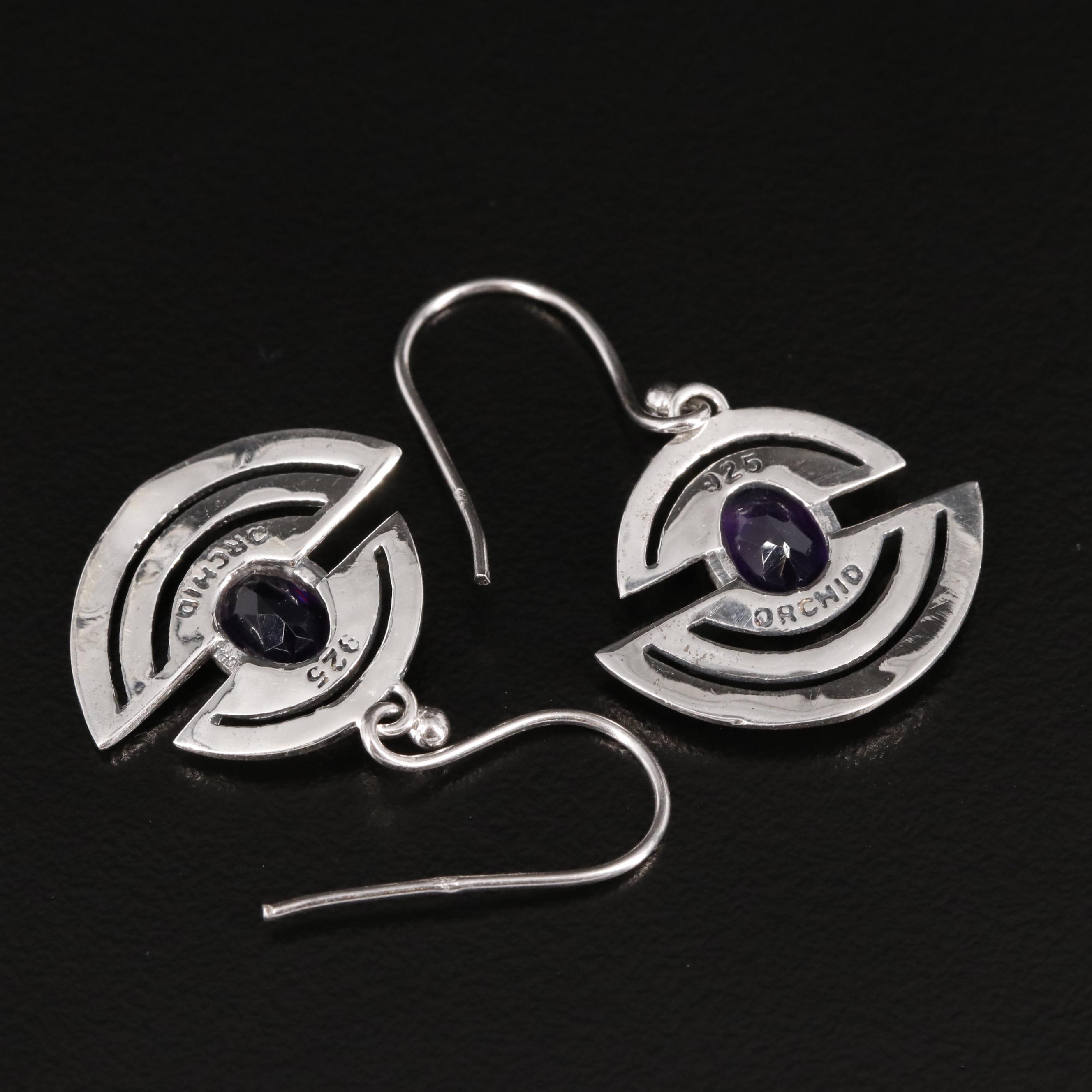 Sterling Amethyst Dangle Earrings