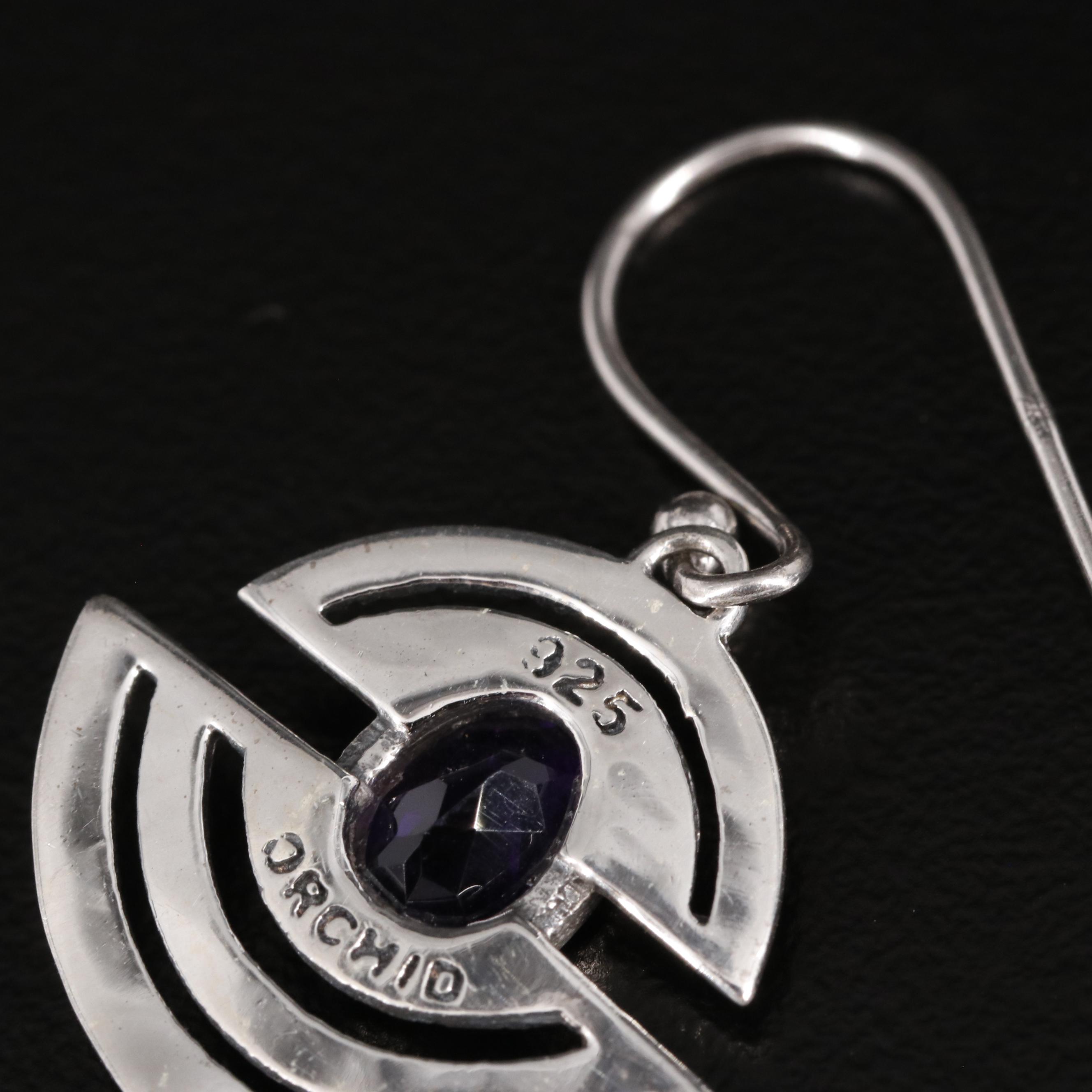 Sterling Amethyst Dangle Earrings