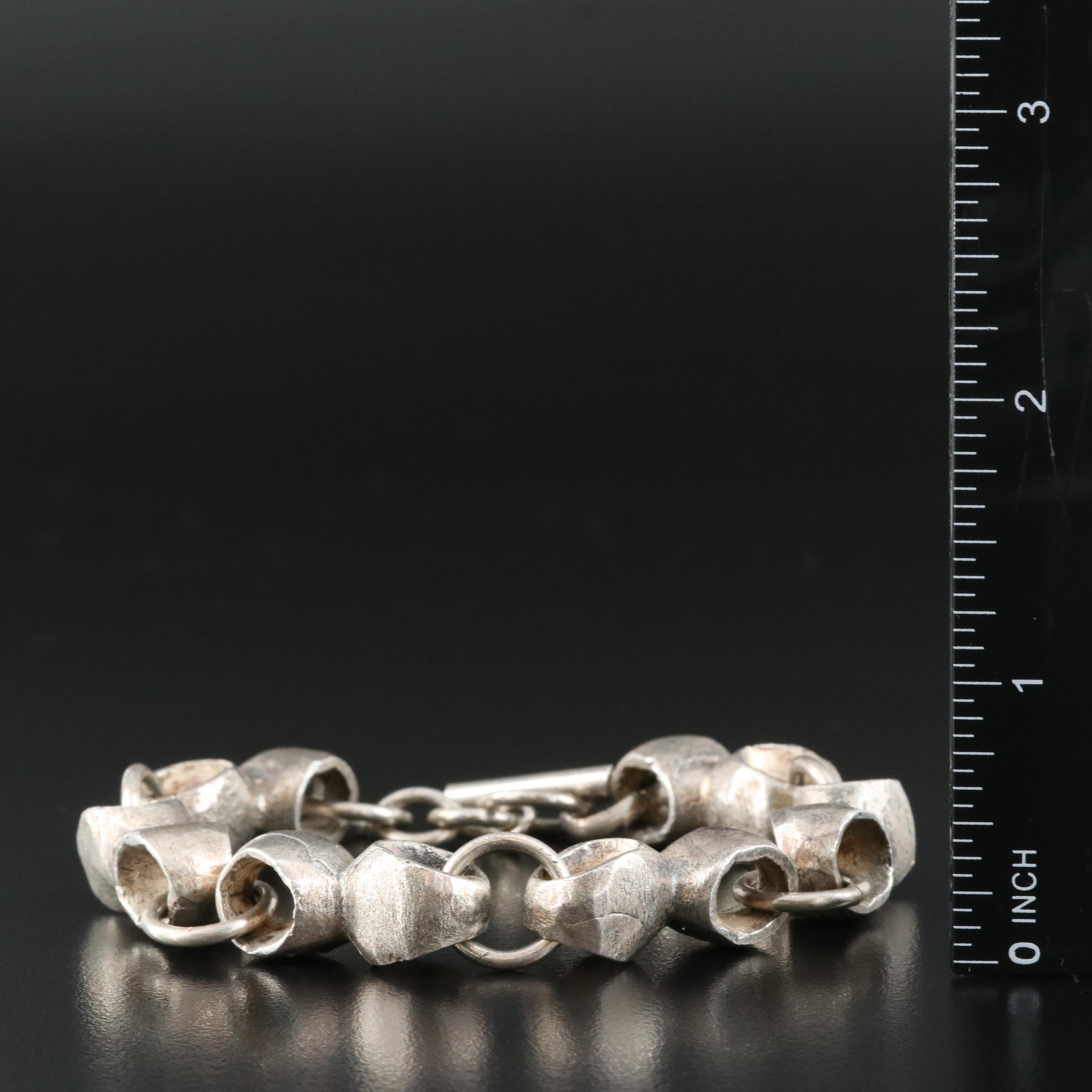 Studio Made Fine Silver Textured Link Bracelet