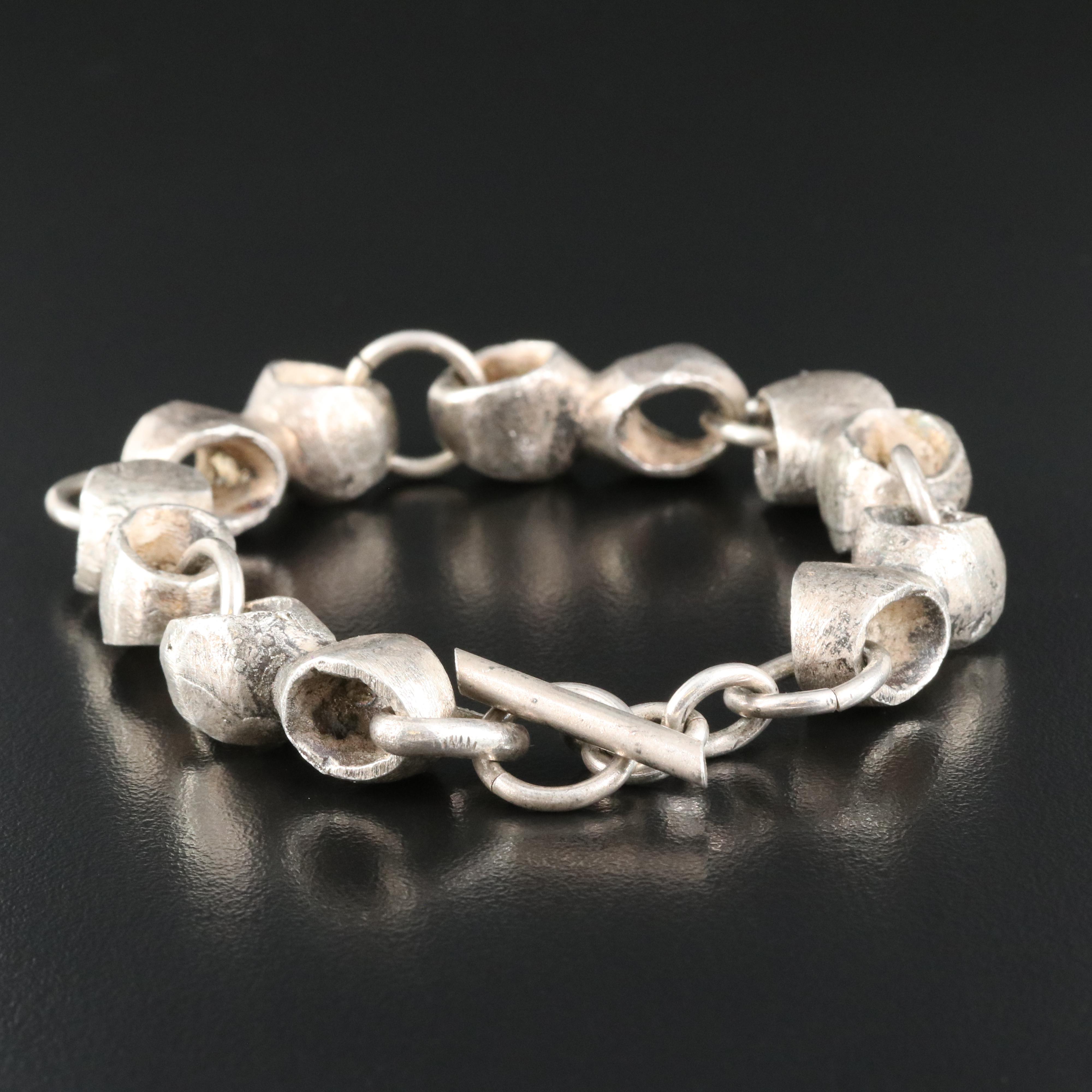 Studio Made Fine Silver Textured Link Bracelet