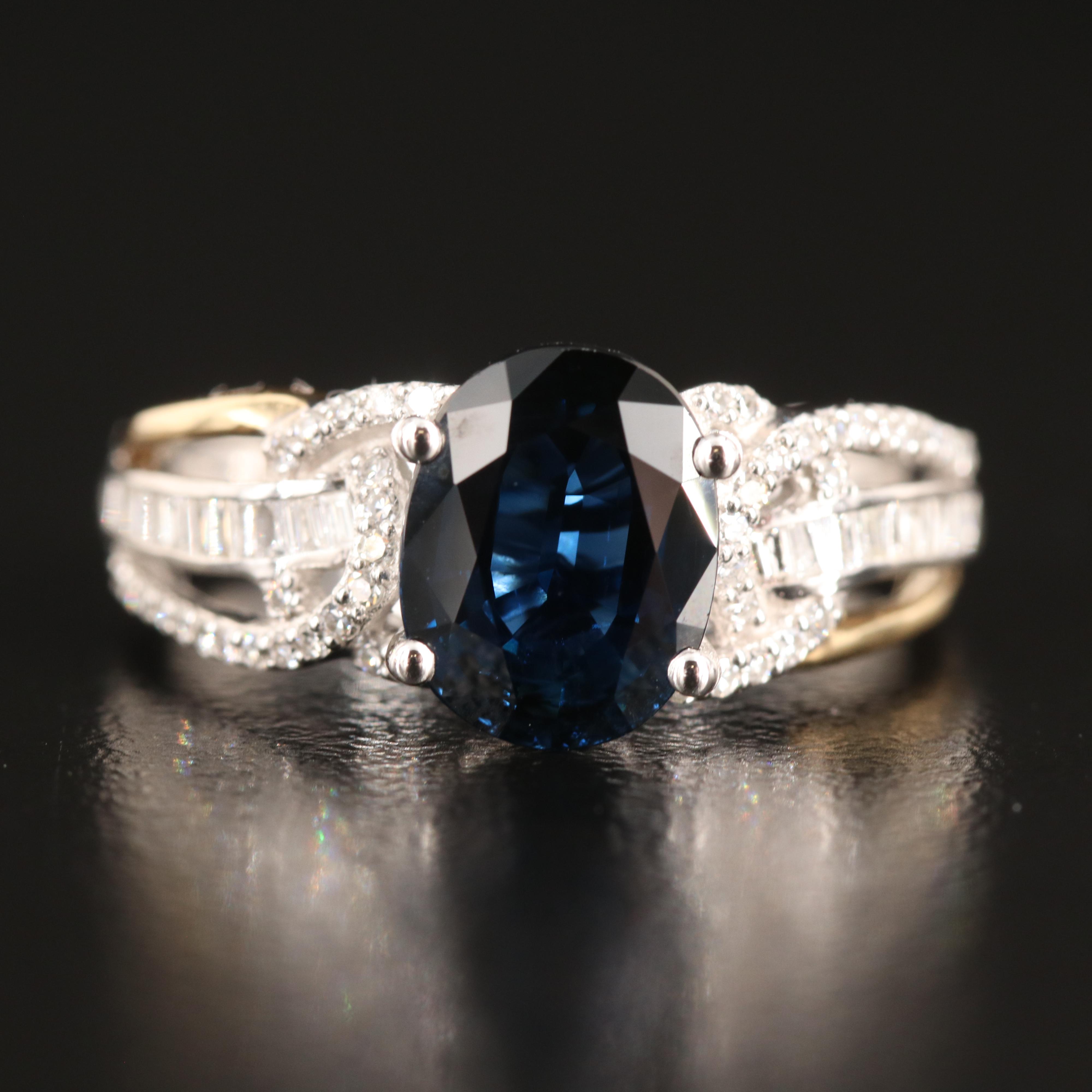 EFFY 14K 2.33 CT Sapphire and Diamond Ring