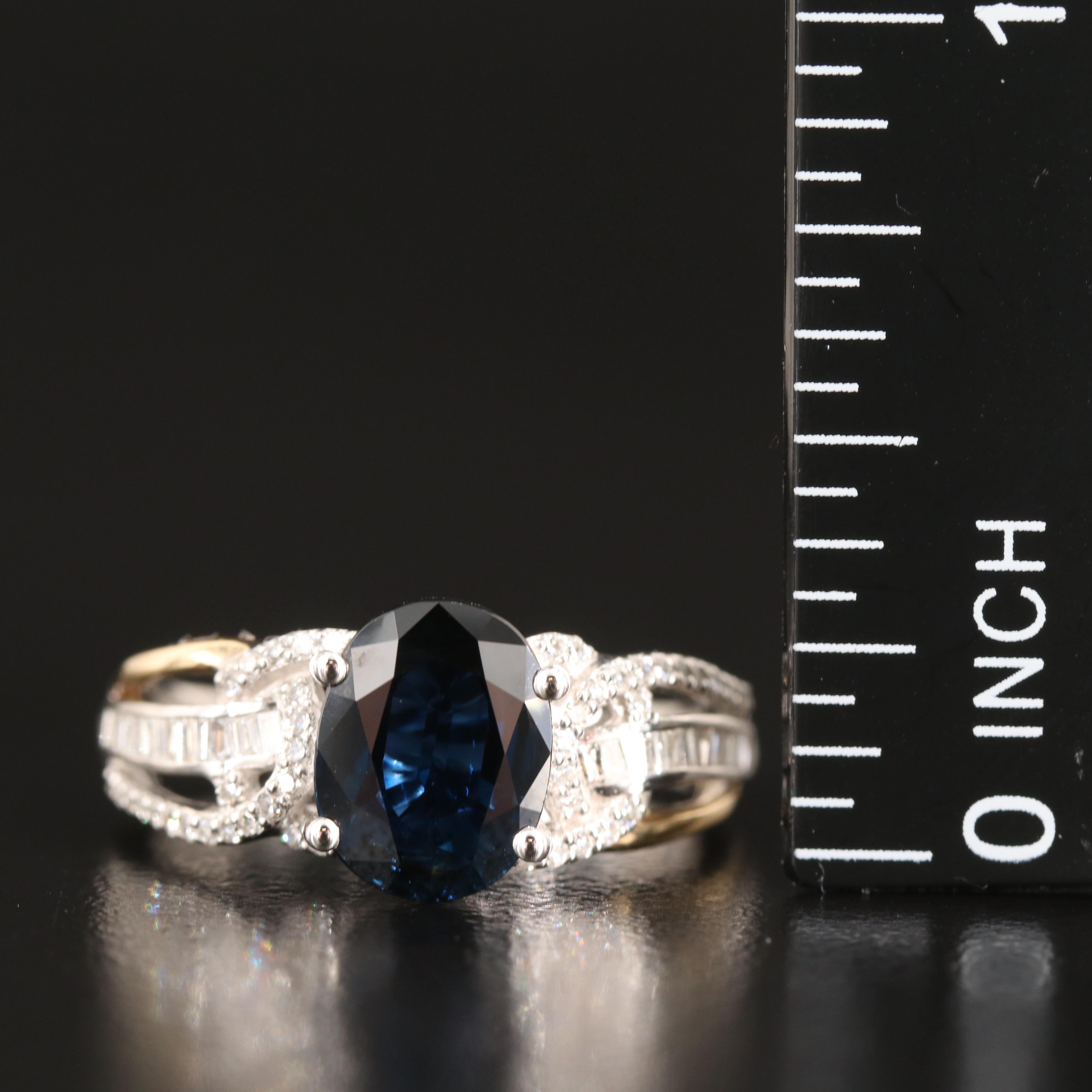 EFFY 14K 2.33 CT Sapphire and Diamond Ring