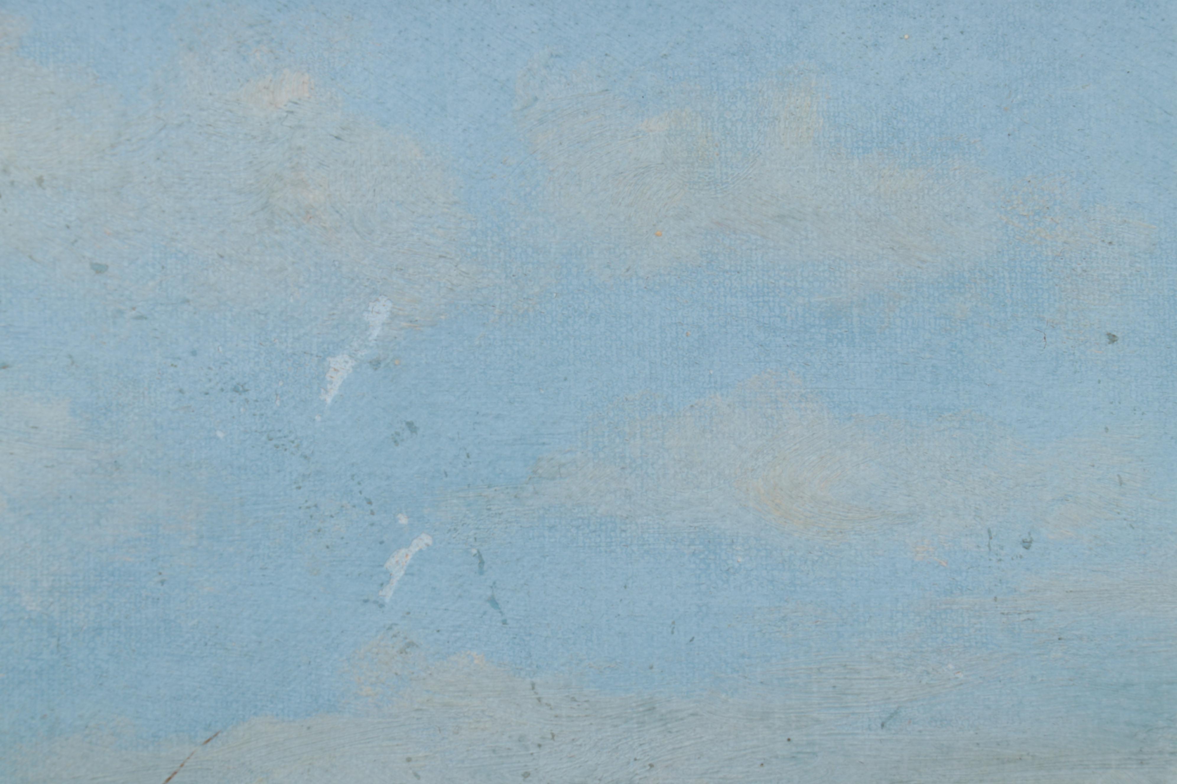 Baldomero Garcia Oil Painting of Rowboat on Riverside, Mid-20th Century