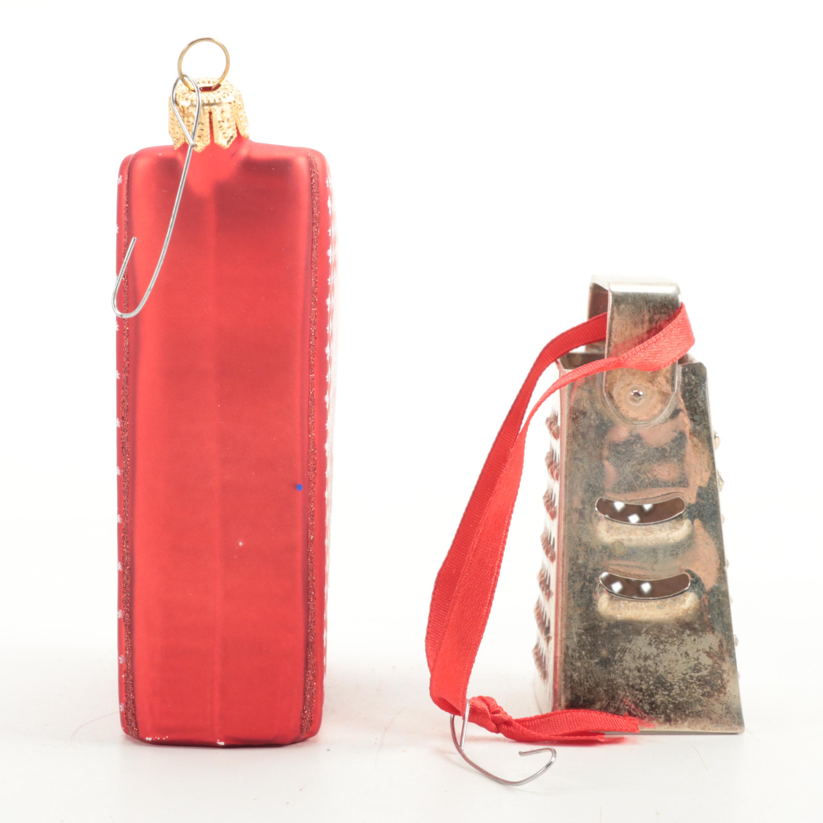 Mercury Glass Franks Hot Dog and Other Novelty and Orb Christmas Ornaments