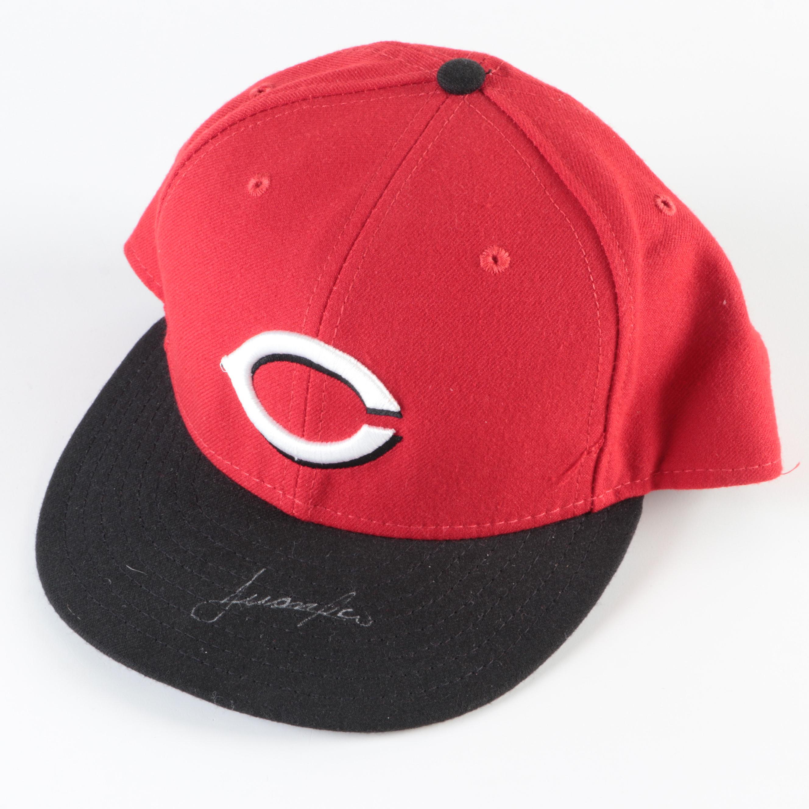 Cincinnati Reds, Atlanta Braves MLB Game Used Hats with Signed Francisco