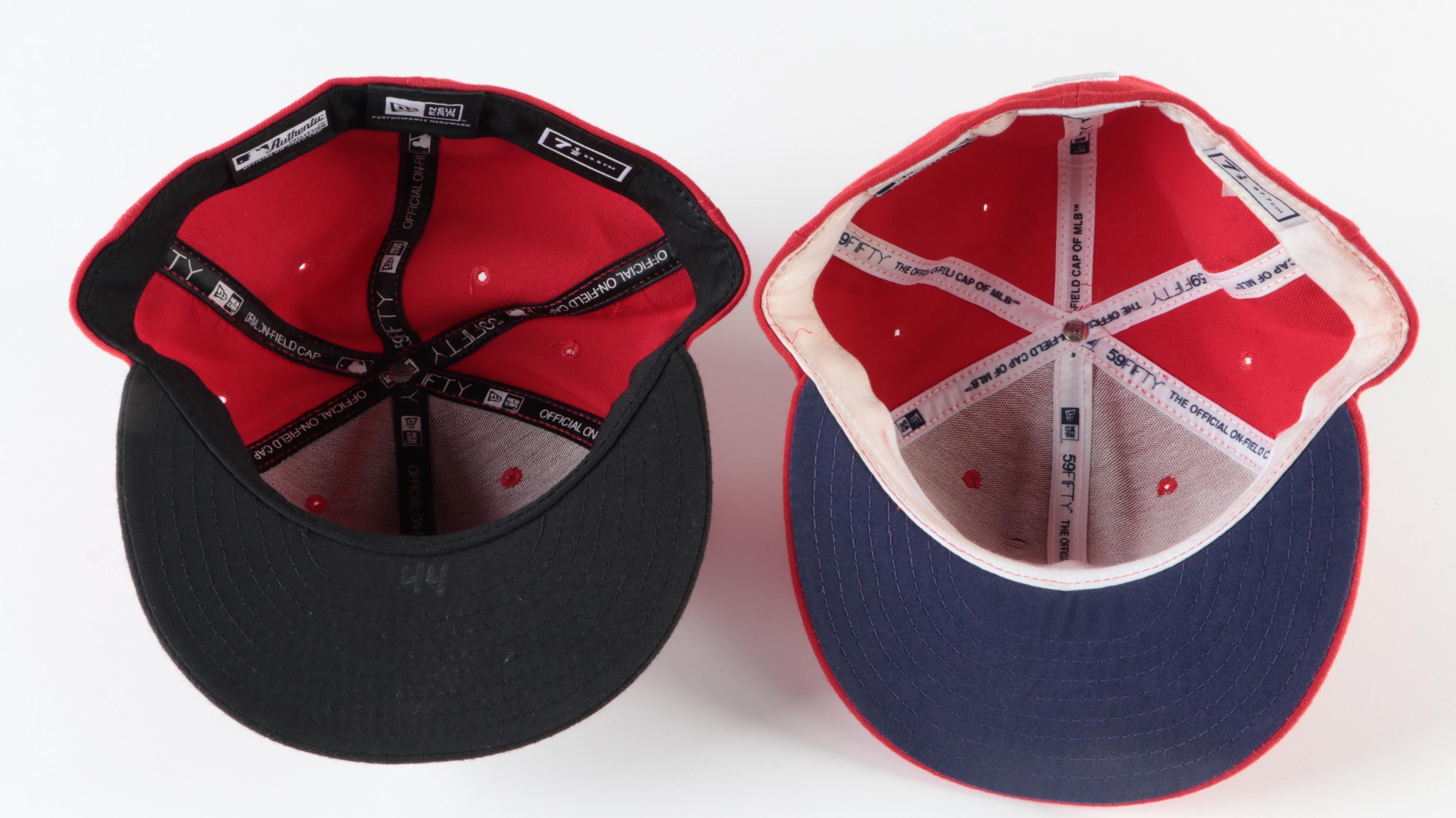 Cincinnati Reds, Atlanta Braves MLB Game Used Hats with Signed Francisco