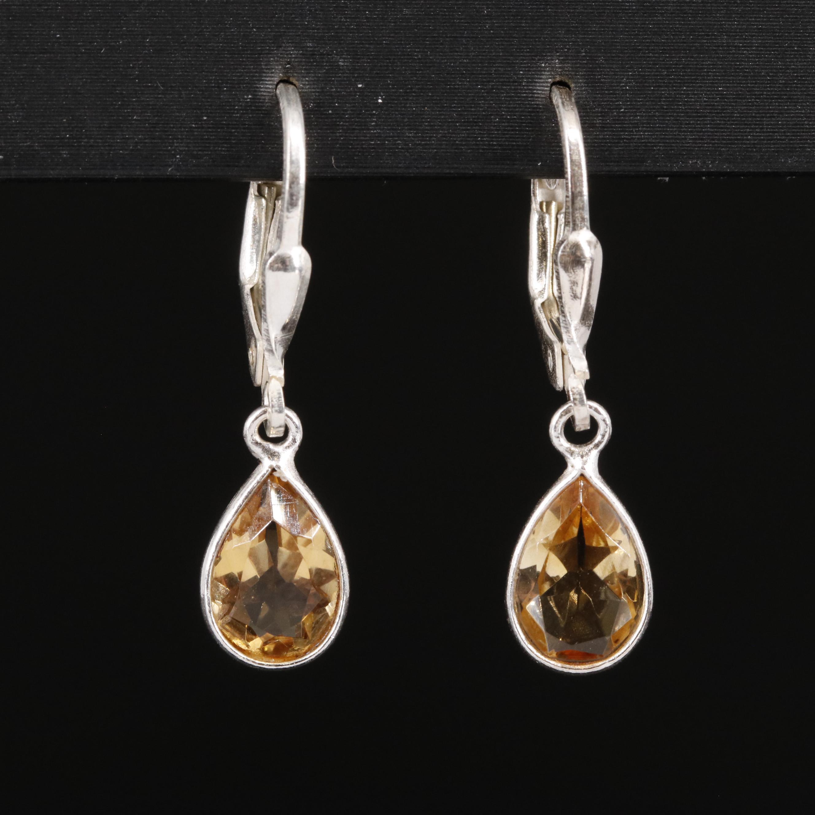 Sterling Citrine Dangle Earrings