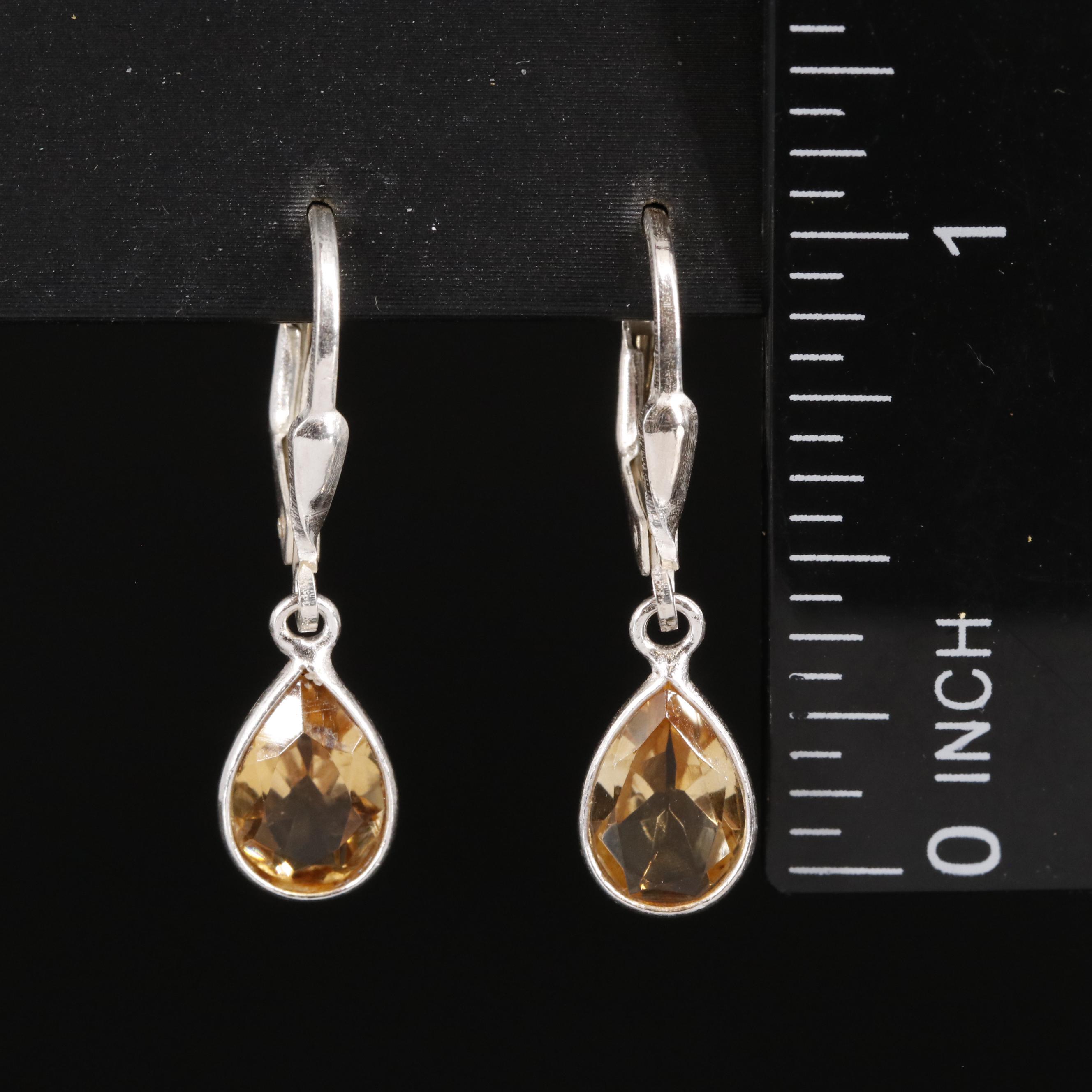 Sterling Citrine Dangle Earrings