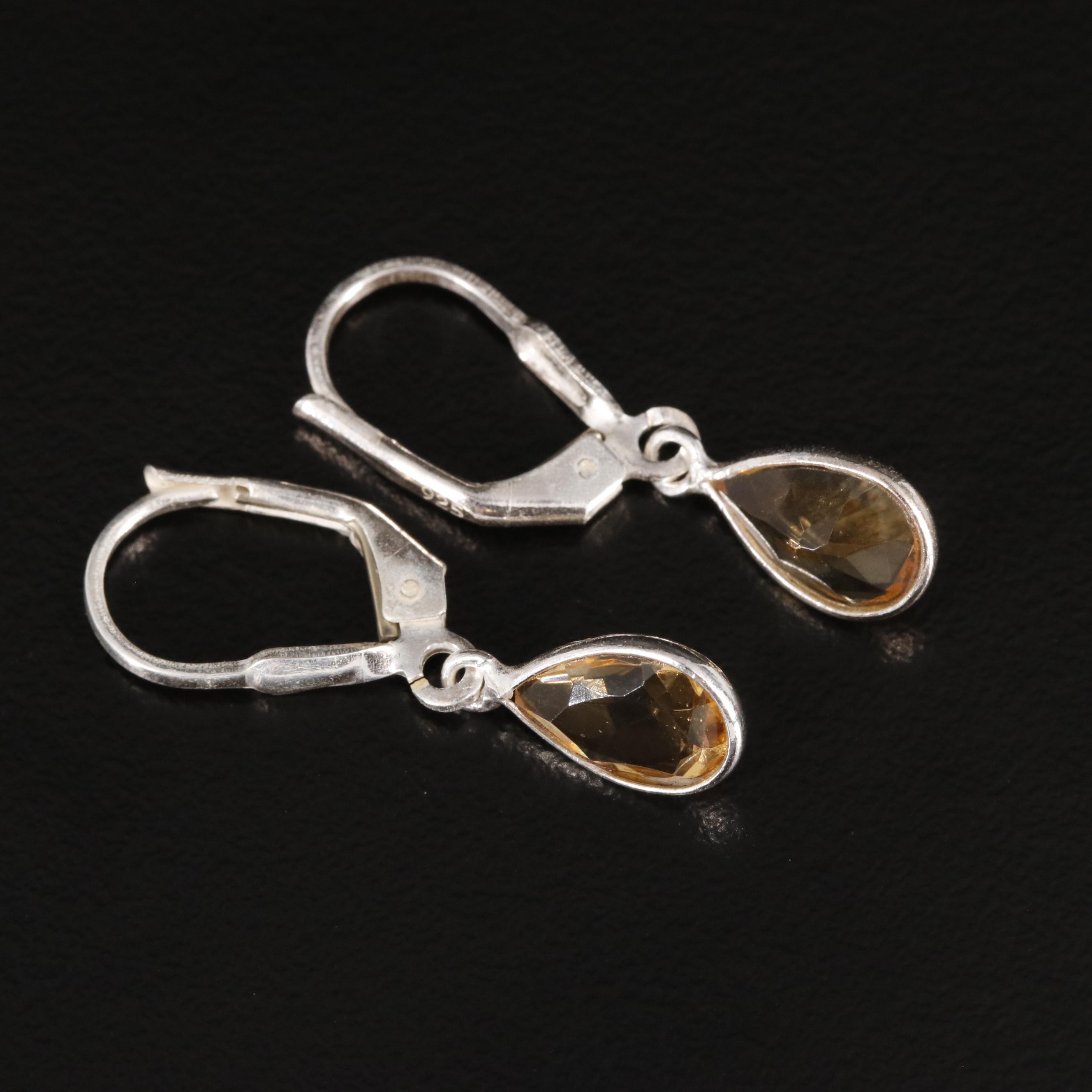 Sterling Citrine Dangle Earrings