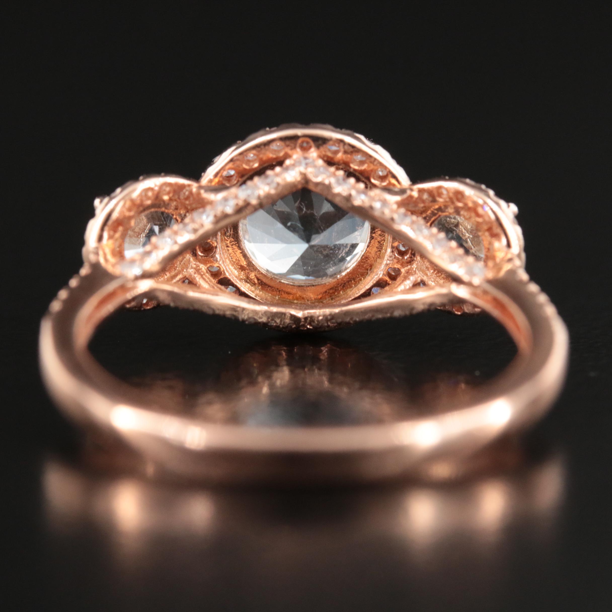 14K Rose Gold Aquamarine and Diamond Ring