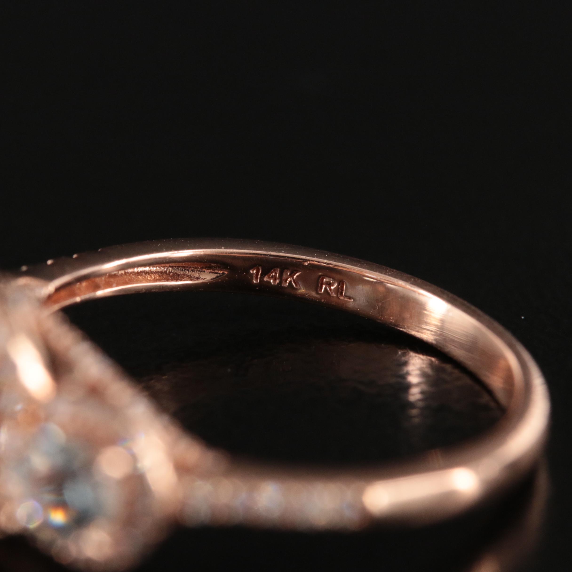 14K Rose Gold Aquamarine and Diamond Ring