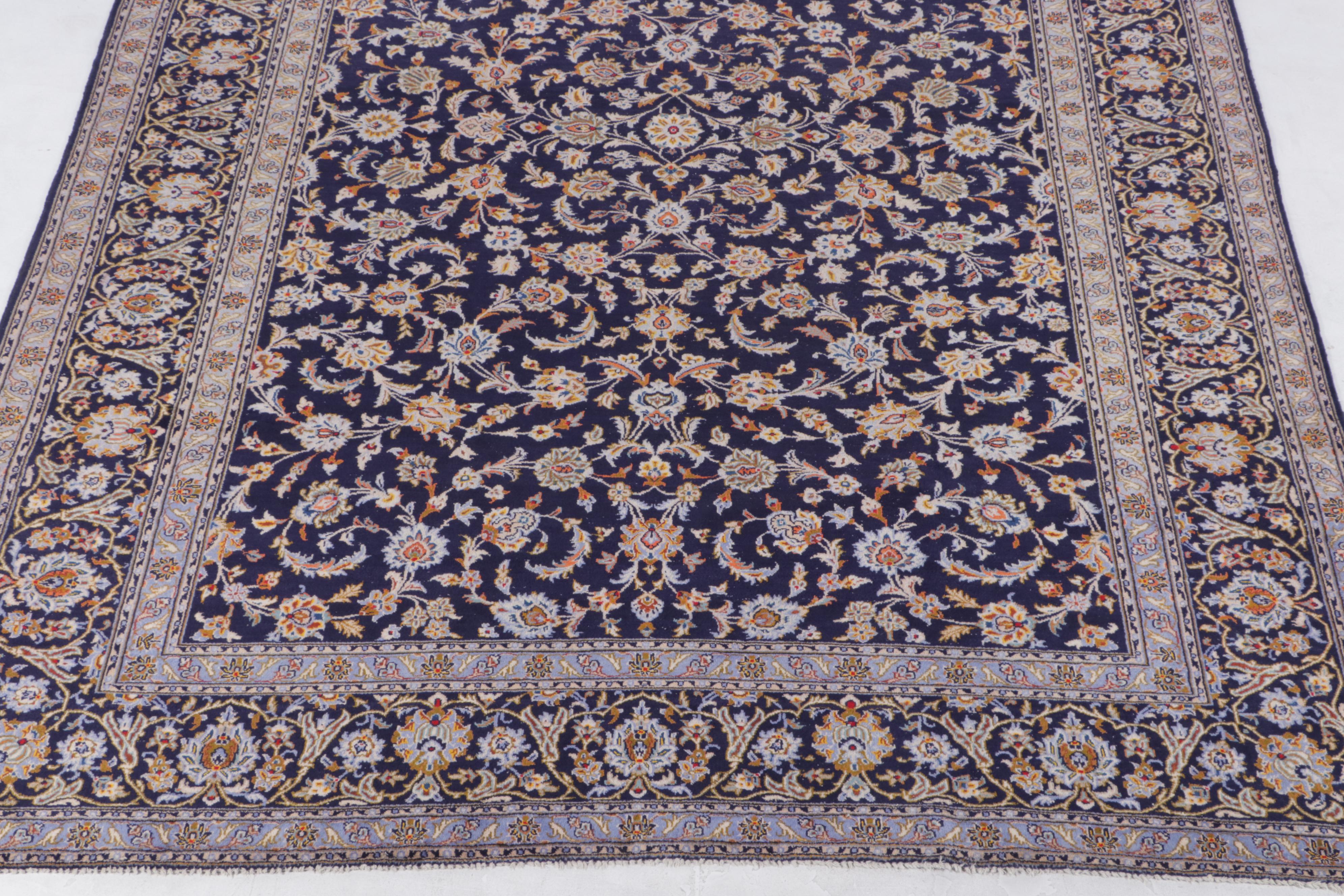 10'2 x 14'11 Hand-Knotted Persian Kashan Room Sized Rug