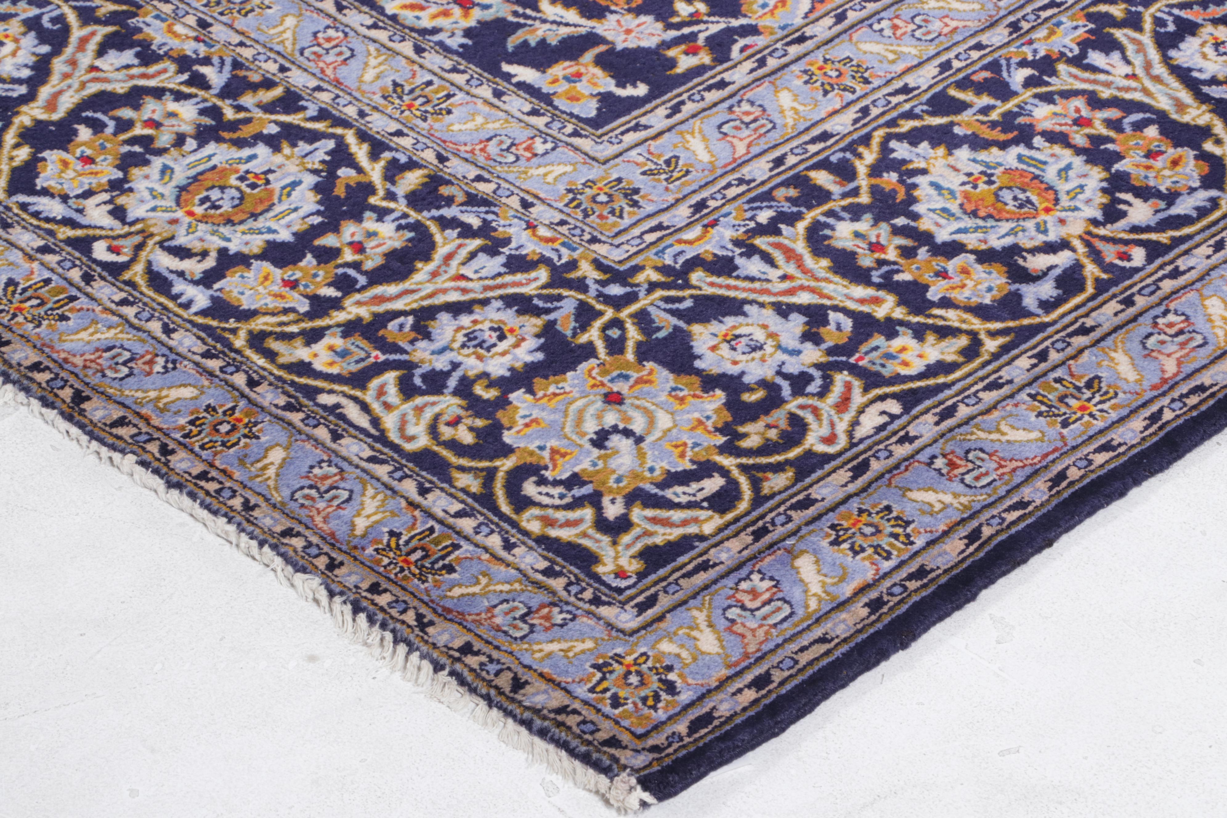 10'2 x 14'11 Hand-Knotted Persian Kashan Room Sized Rug