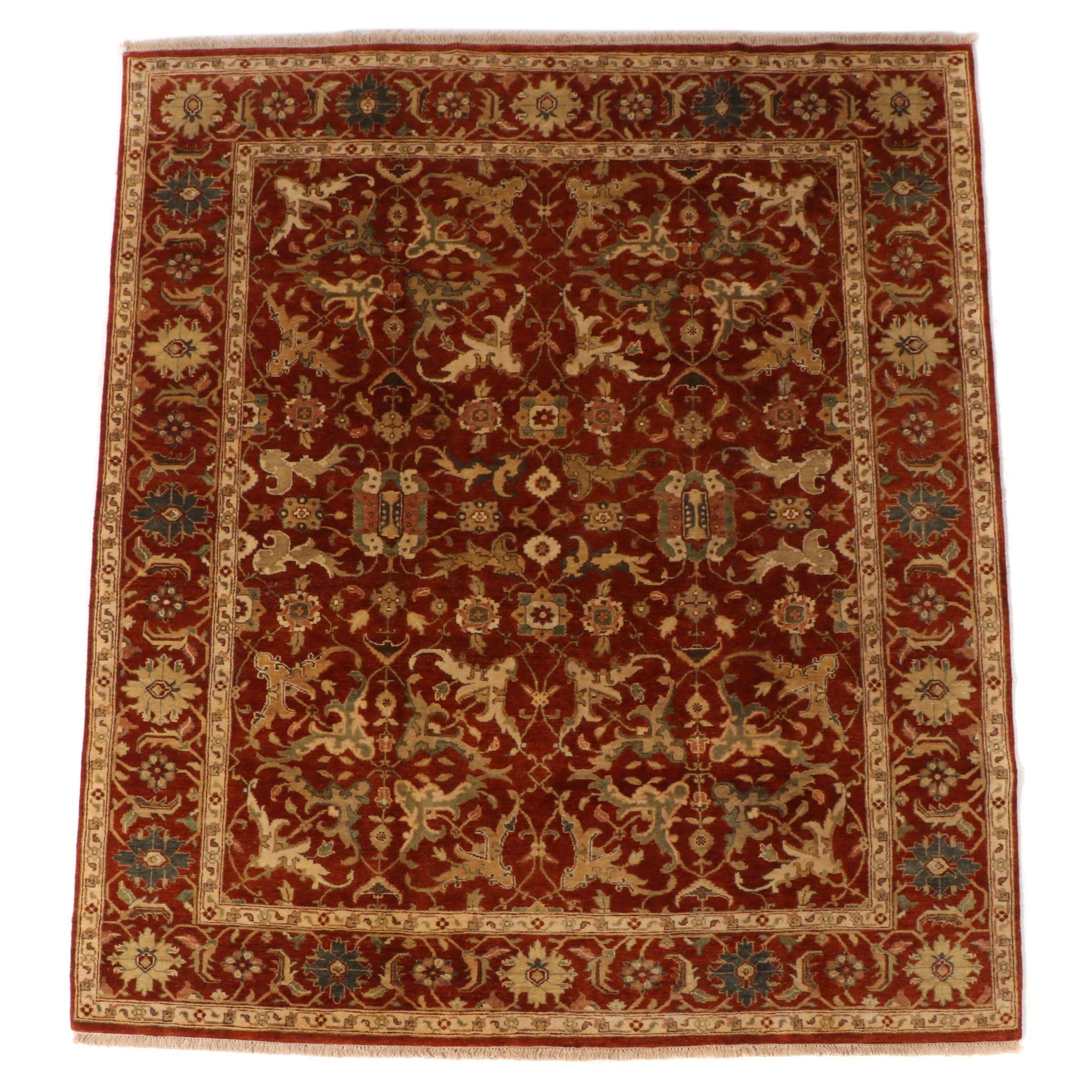 7'11 x 10'1 Hand-Knotted Indian Agra Area Rug