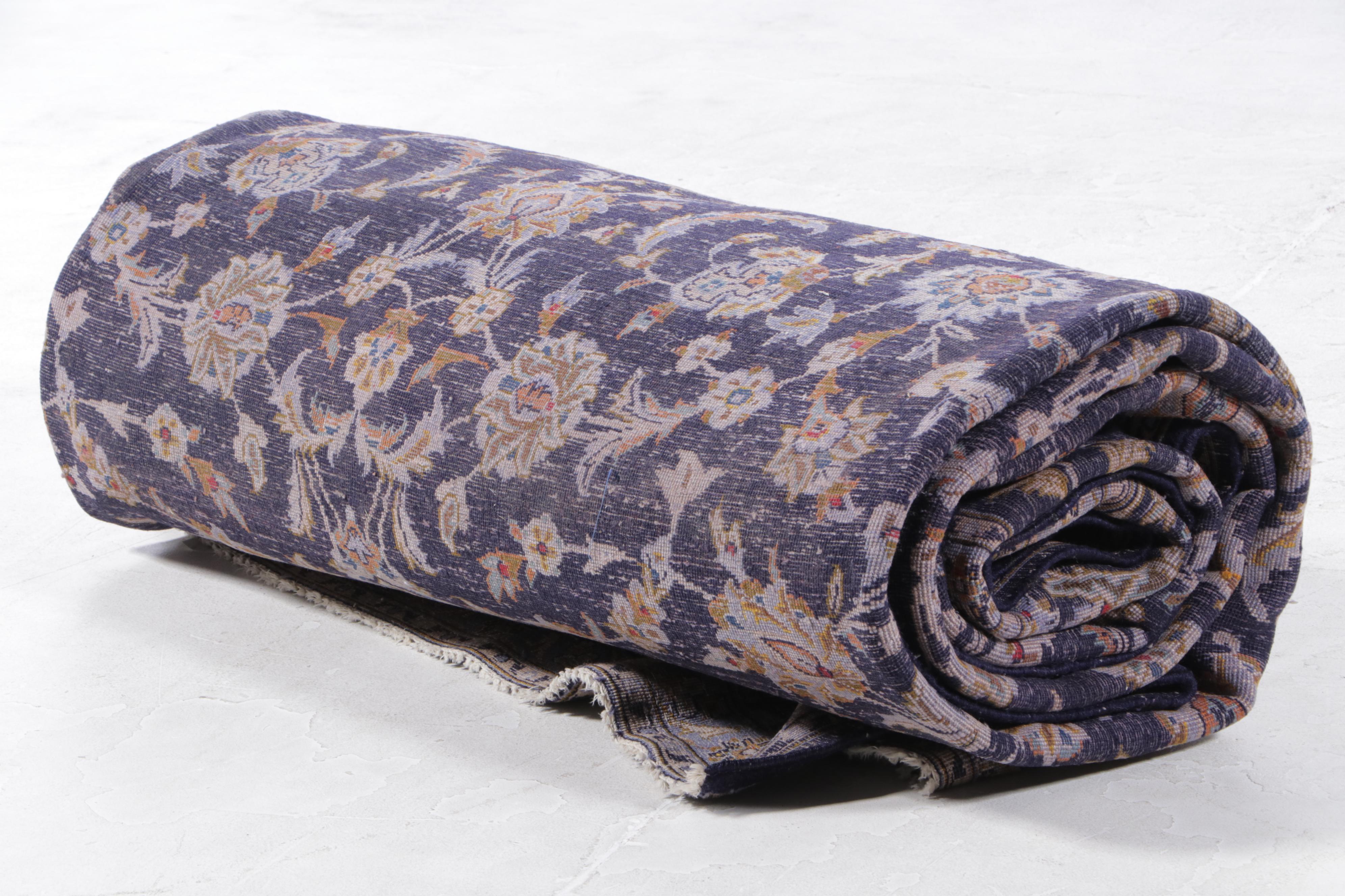 10'2 x 14'11 Hand-Knotted Persian Kashan Room Sized Rug