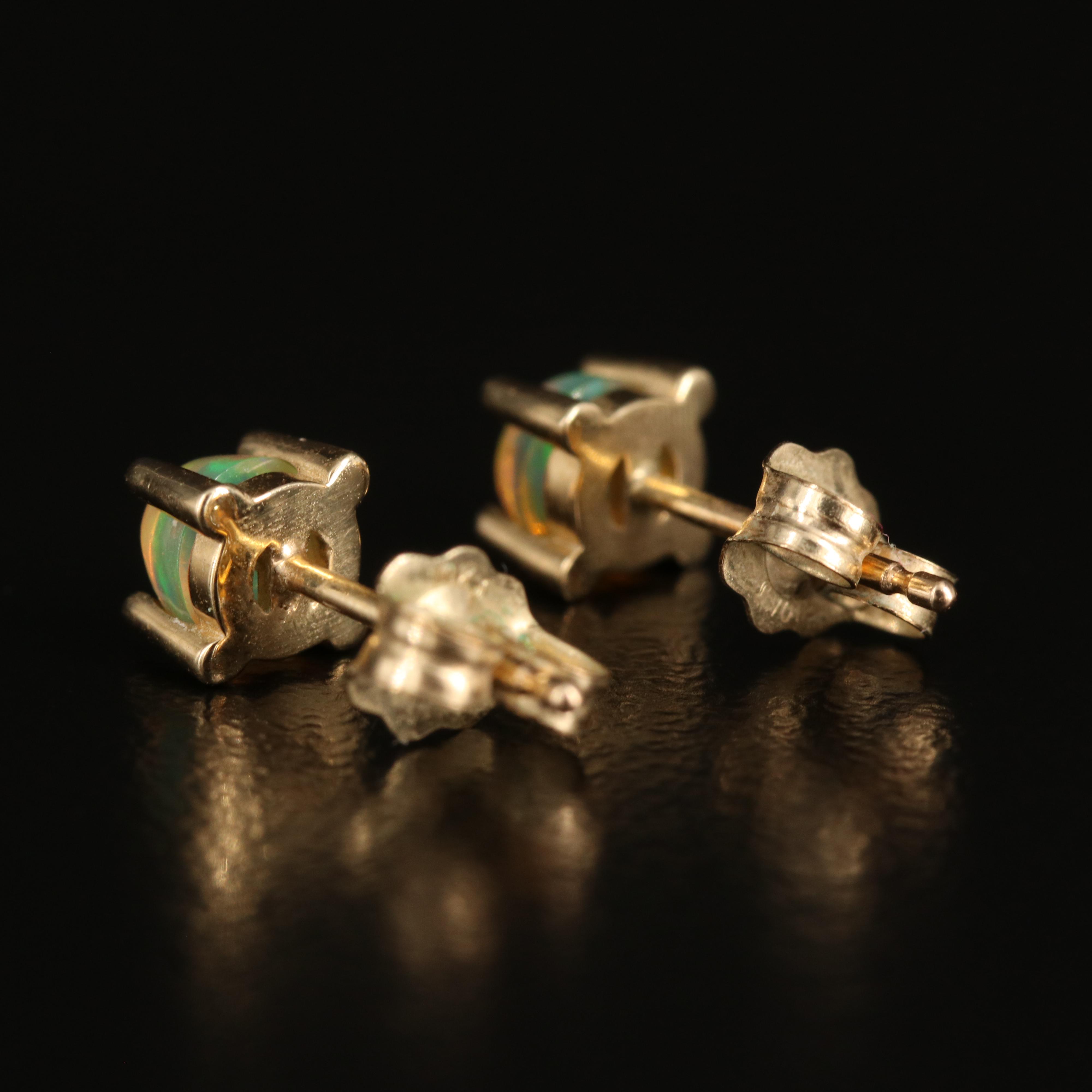 14K Opal Stud, Rock Crystal Quartz and Diamond Drop Earrings