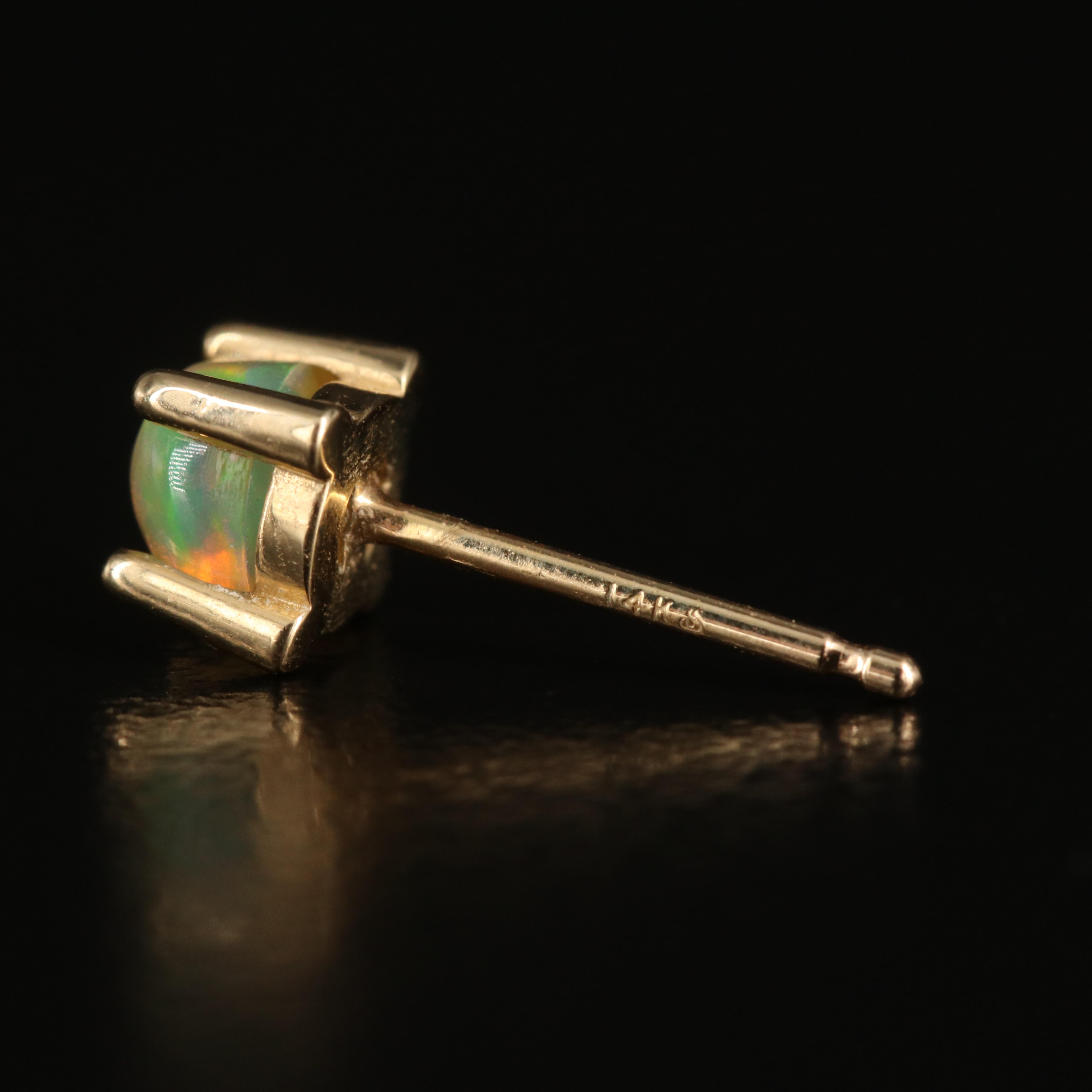 14K Opal Stud, Rock Crystal Quartz and Diamond Drop Earrings