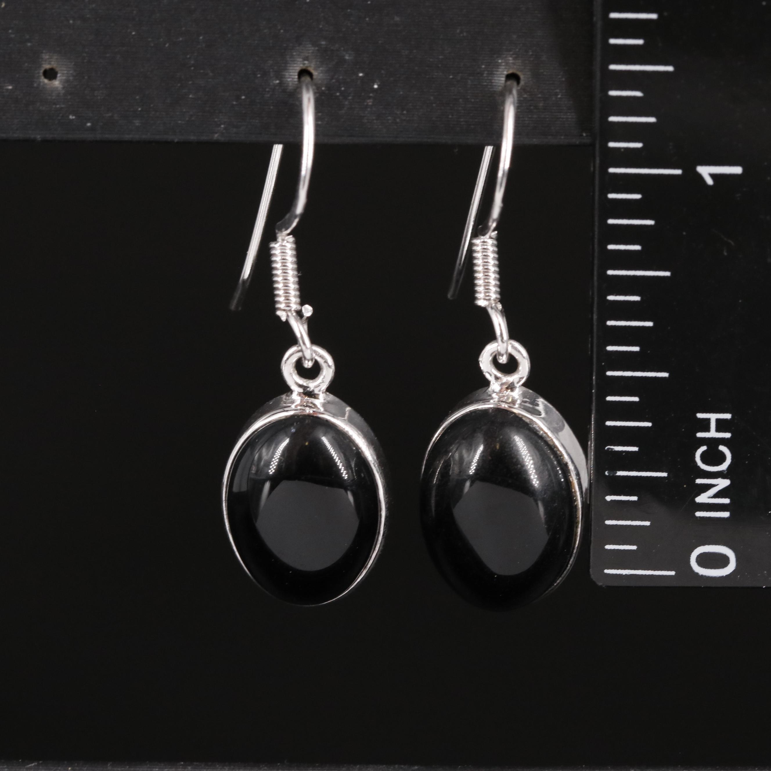 Sterling Black Onyx Drop Earrings