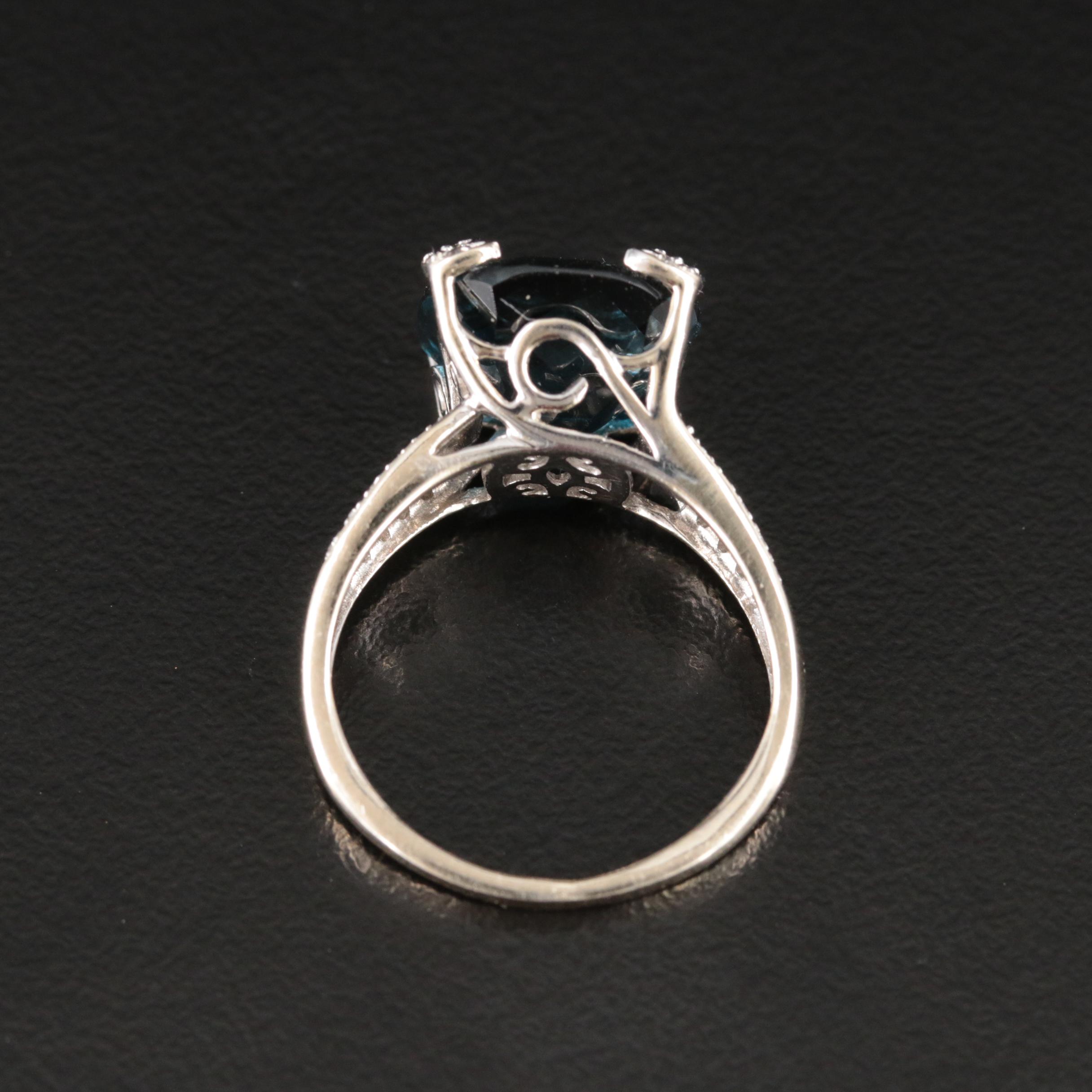 14K 12.00 CT London Blue Topaz and Diamond Ring