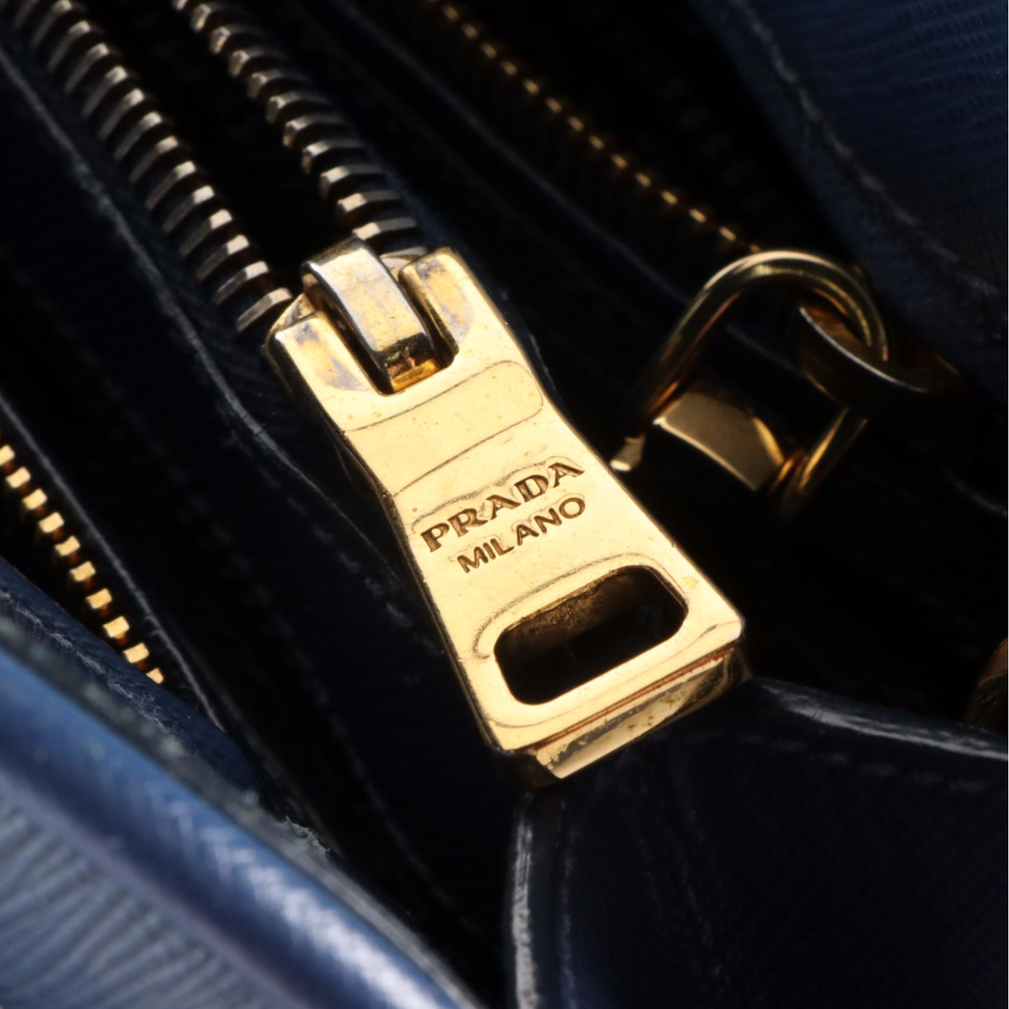 Prada Dome Bag in Bluette Saffiano Leather with Crossbody Strap