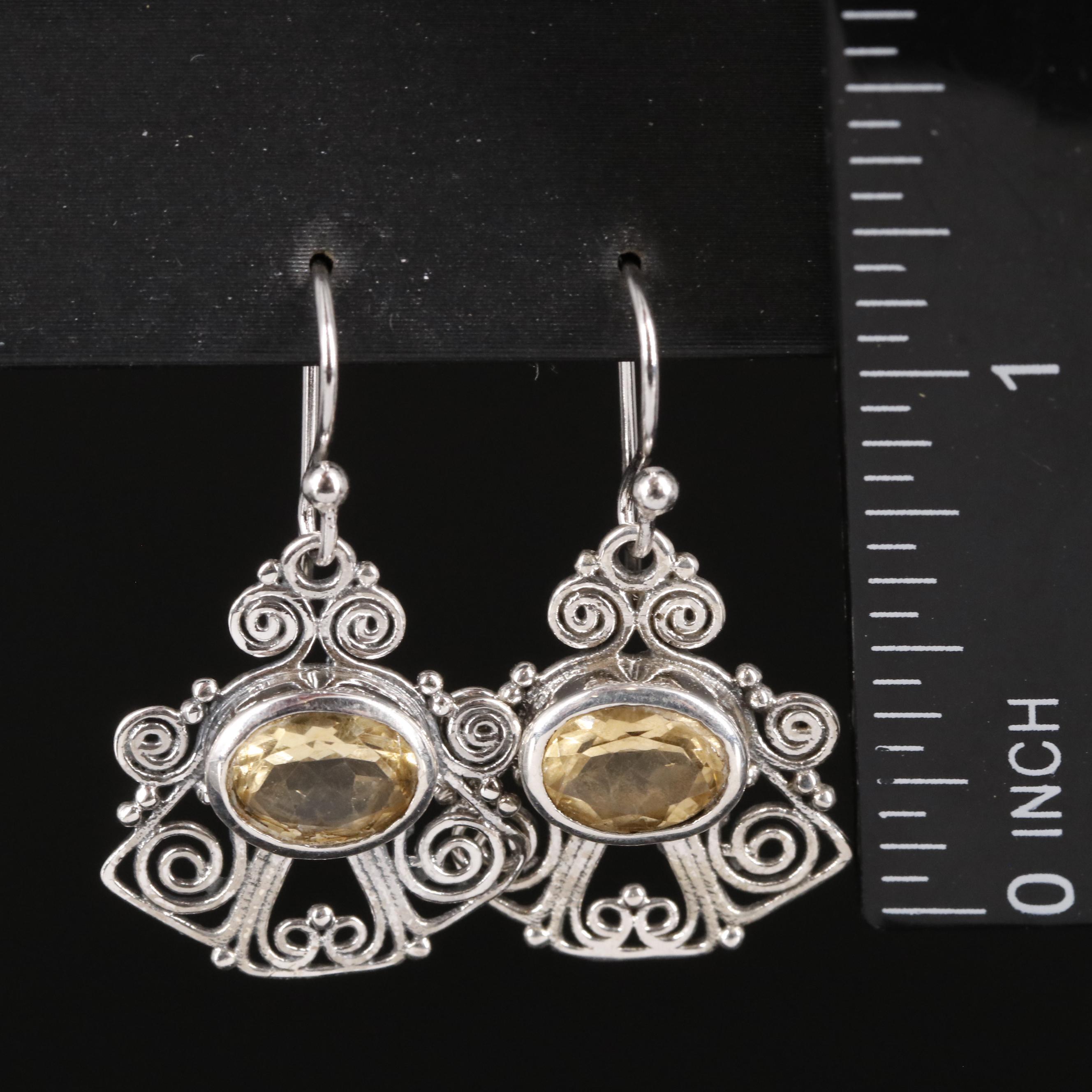 Sterling Citrine Drop Earrings
