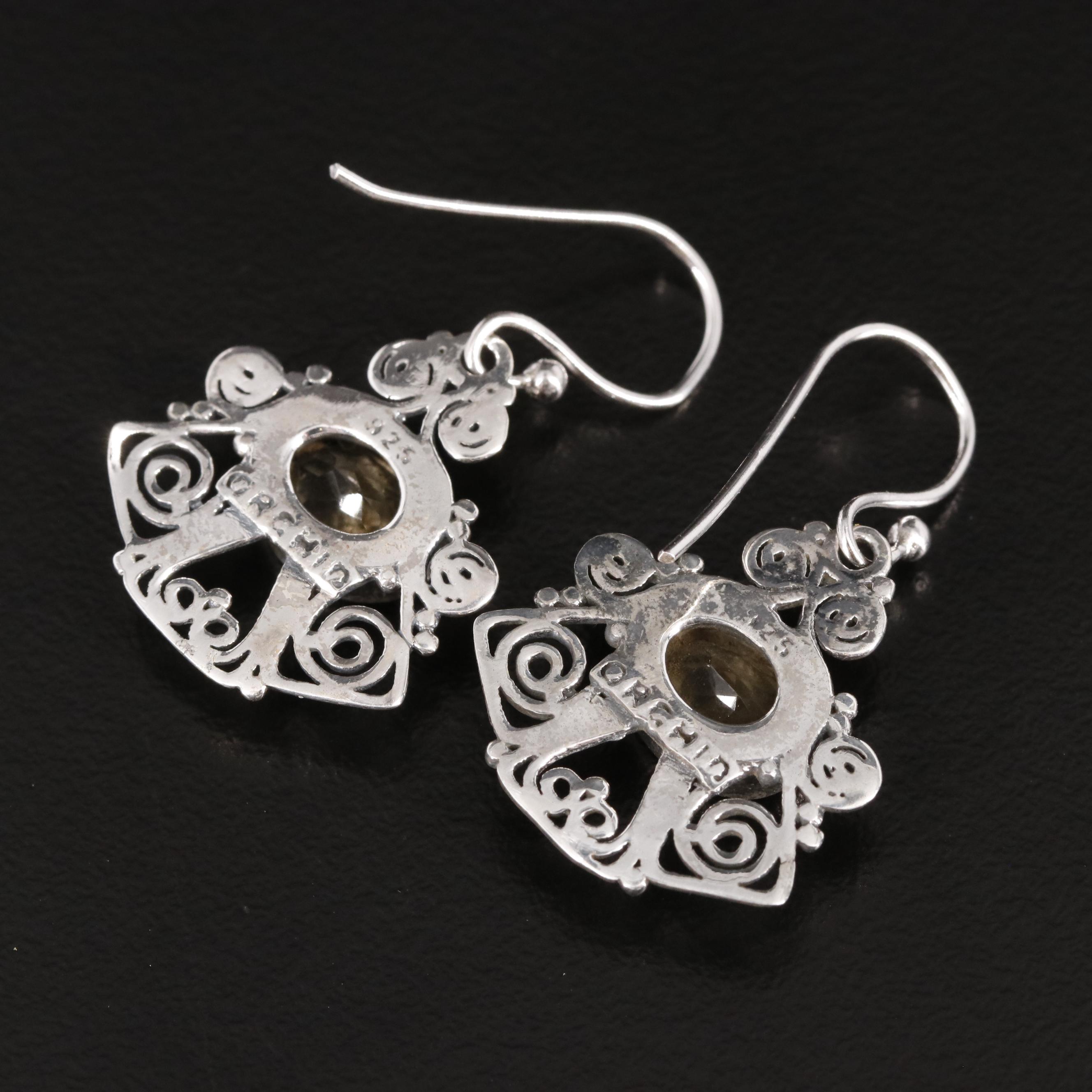 Sterling Citrine Drop Earrings