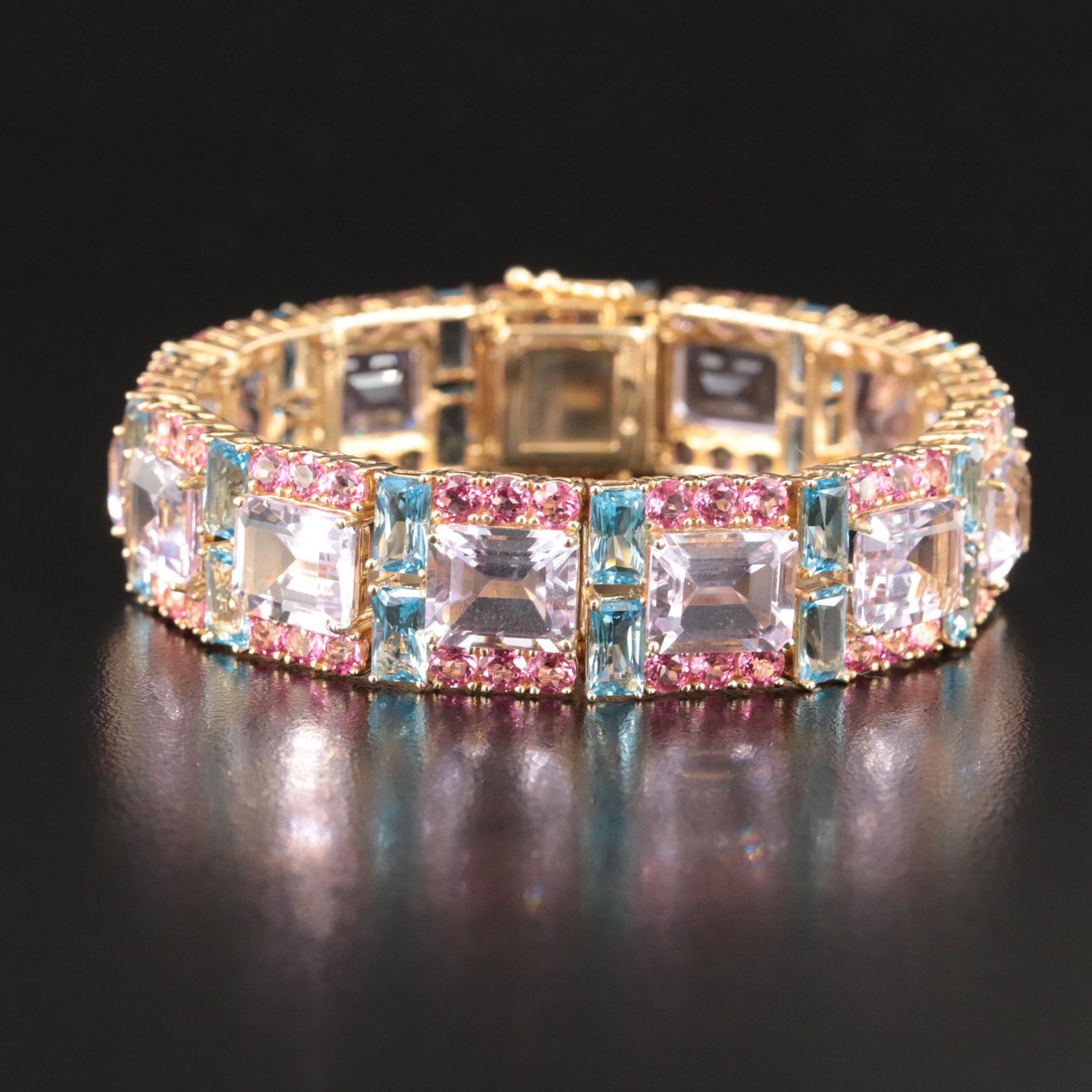 14K Amethyst and Topaz Bracelet