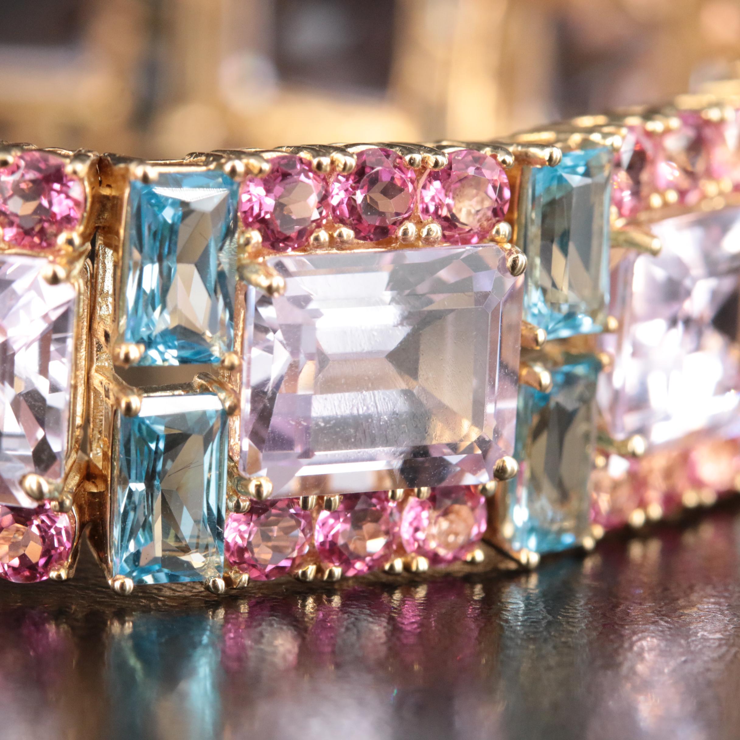 14K Amethyst and Topaz Bracelet