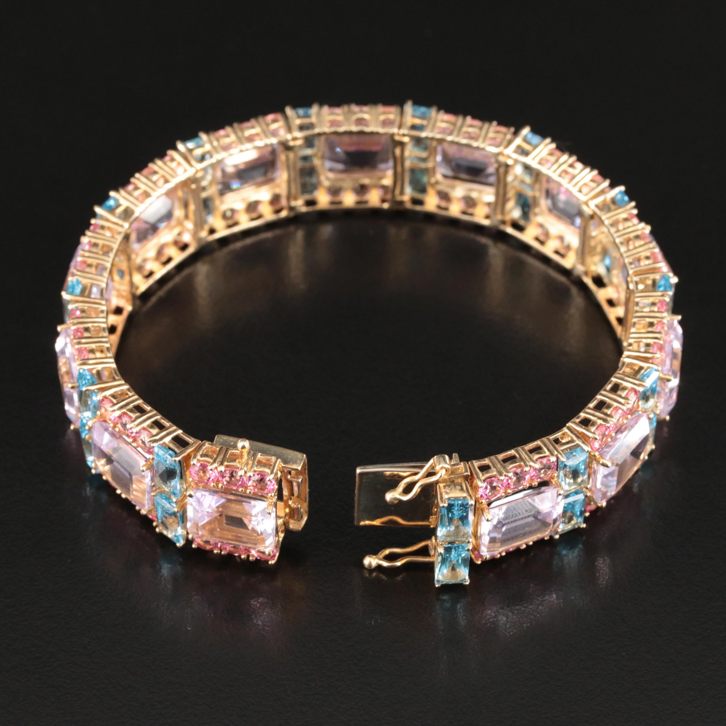 14K Amethyst and Topaz Bracelet
