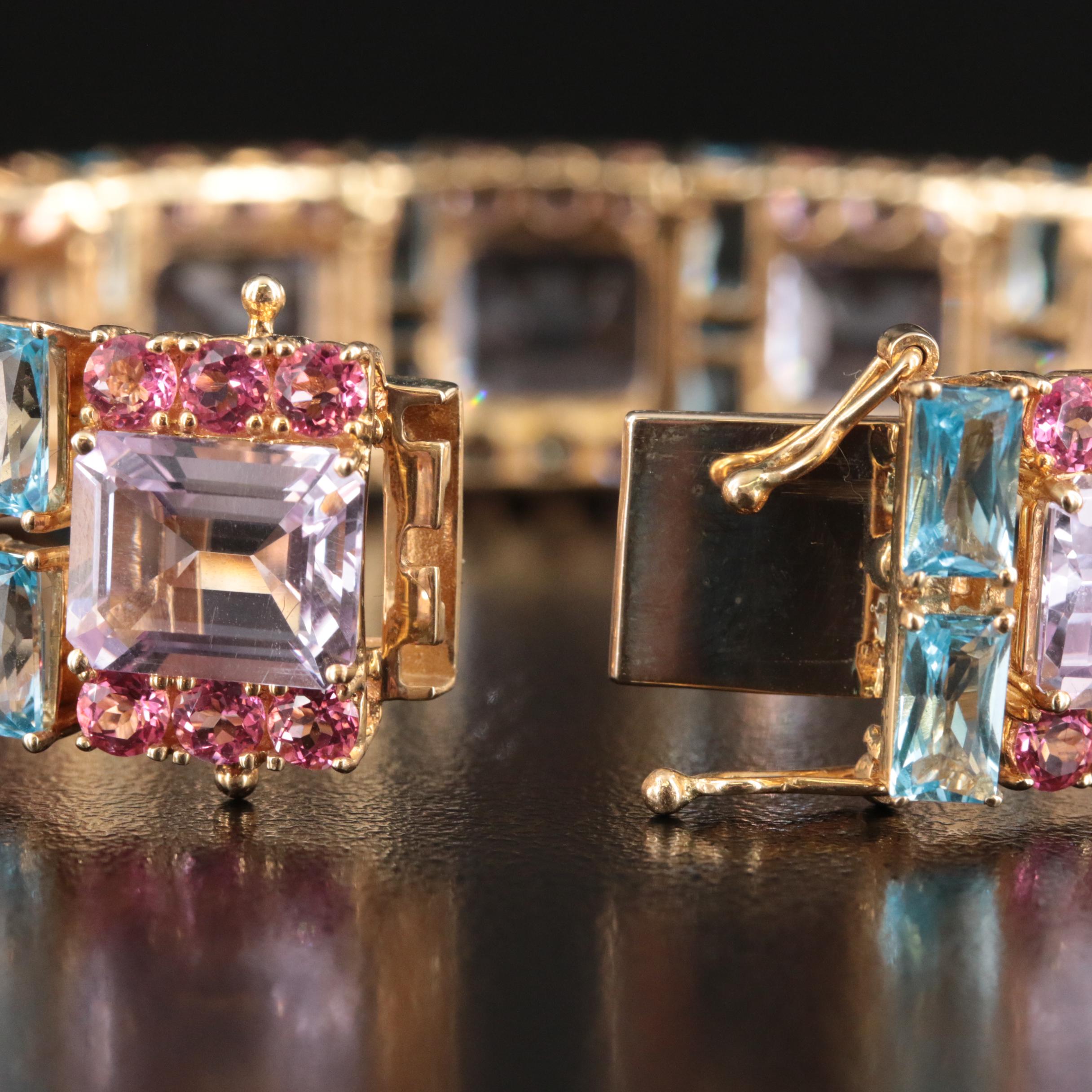 14K Amethyst and Topaz Bracelet