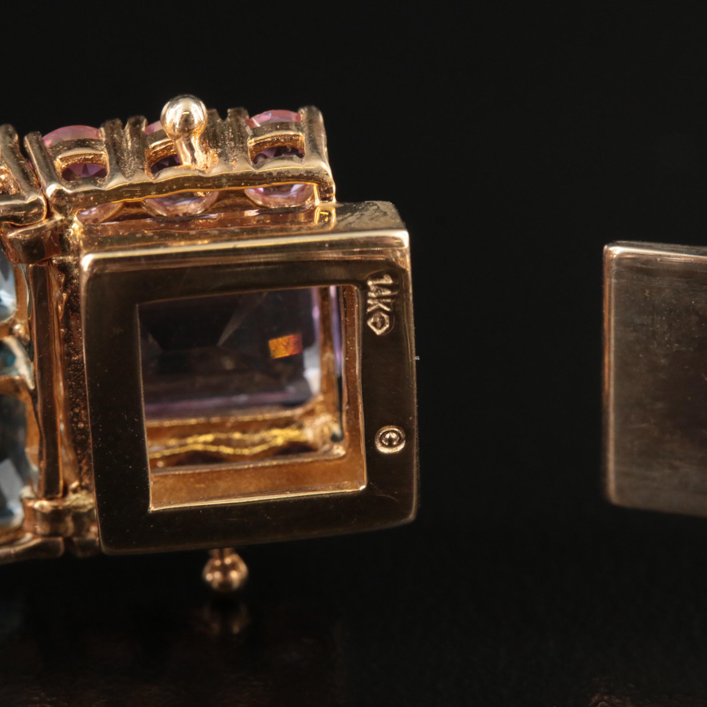 14K Amethyst and Topaz Bracelet