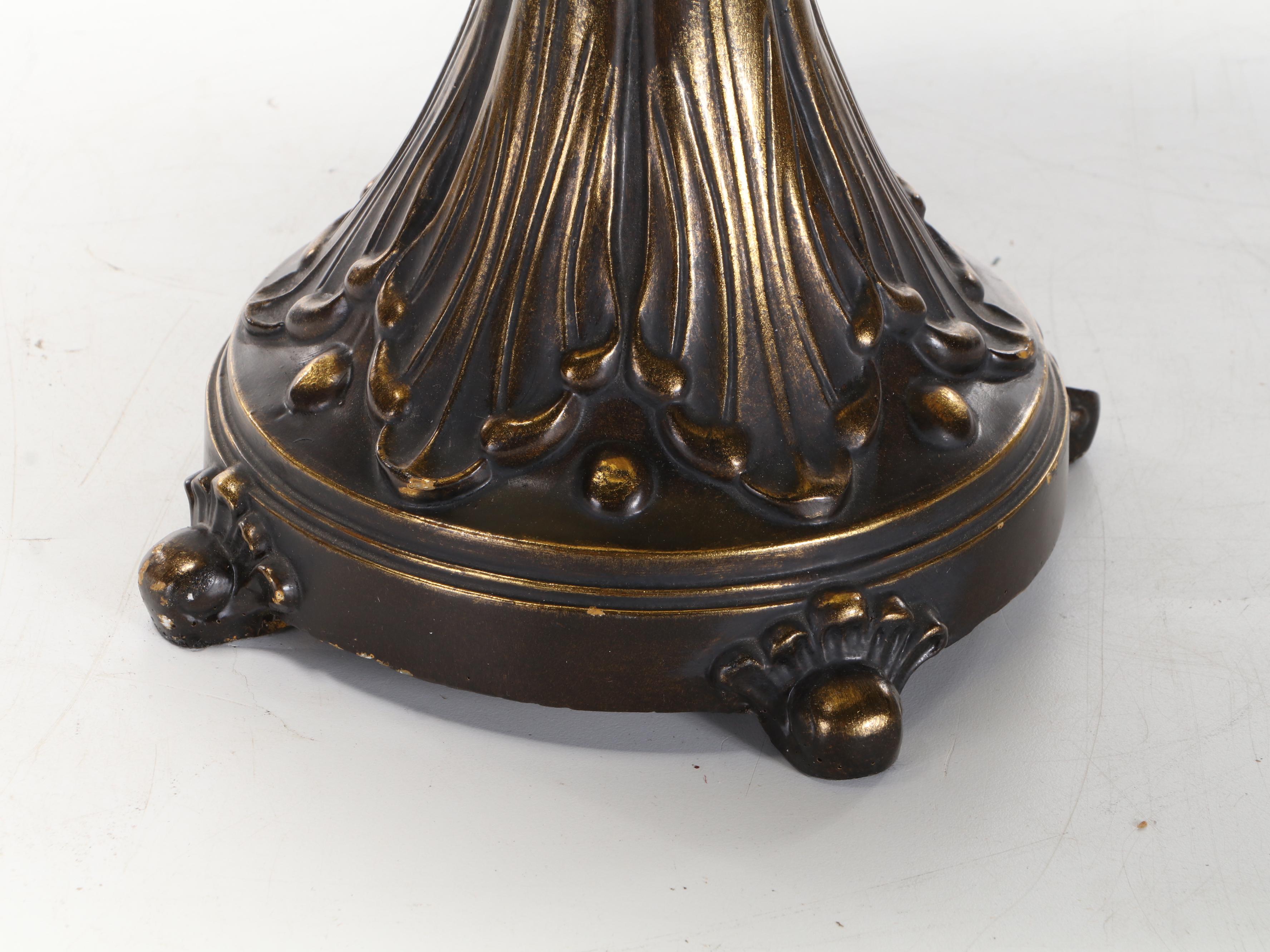 Dale Tiffany Art Nouveau Style Lamp with Foliate Slag and Stained Glass Shade