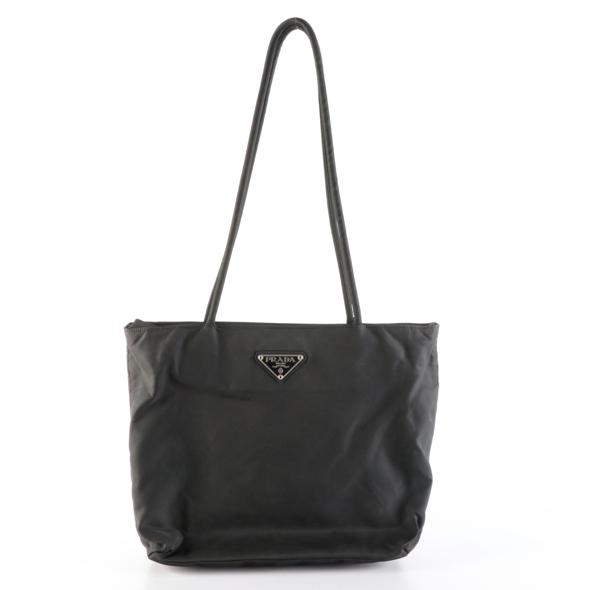 Prada Small Shoulder Tote in Black Tessuto Nylon