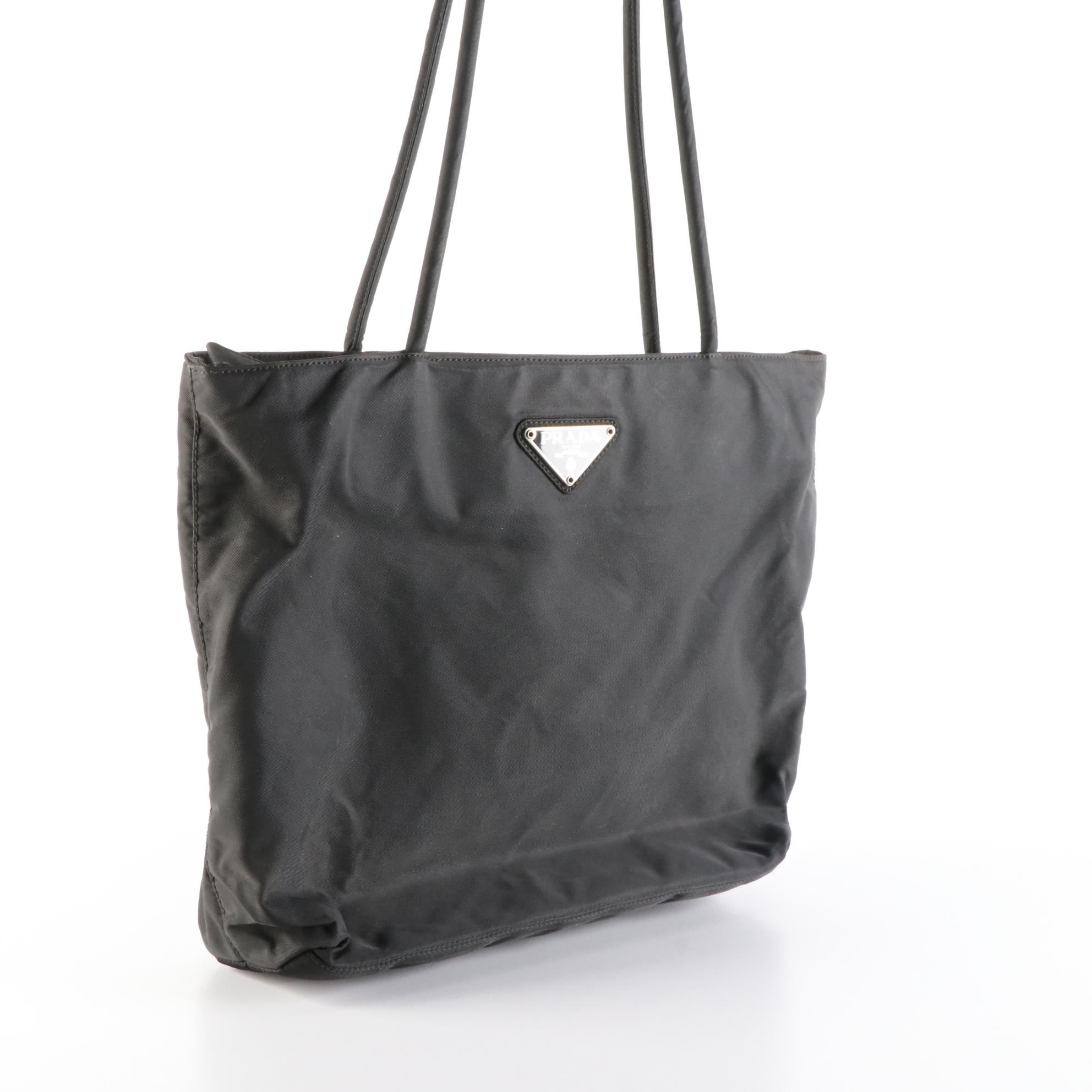 Prada Small Shoulder Tote in Black Tessuto Nylon