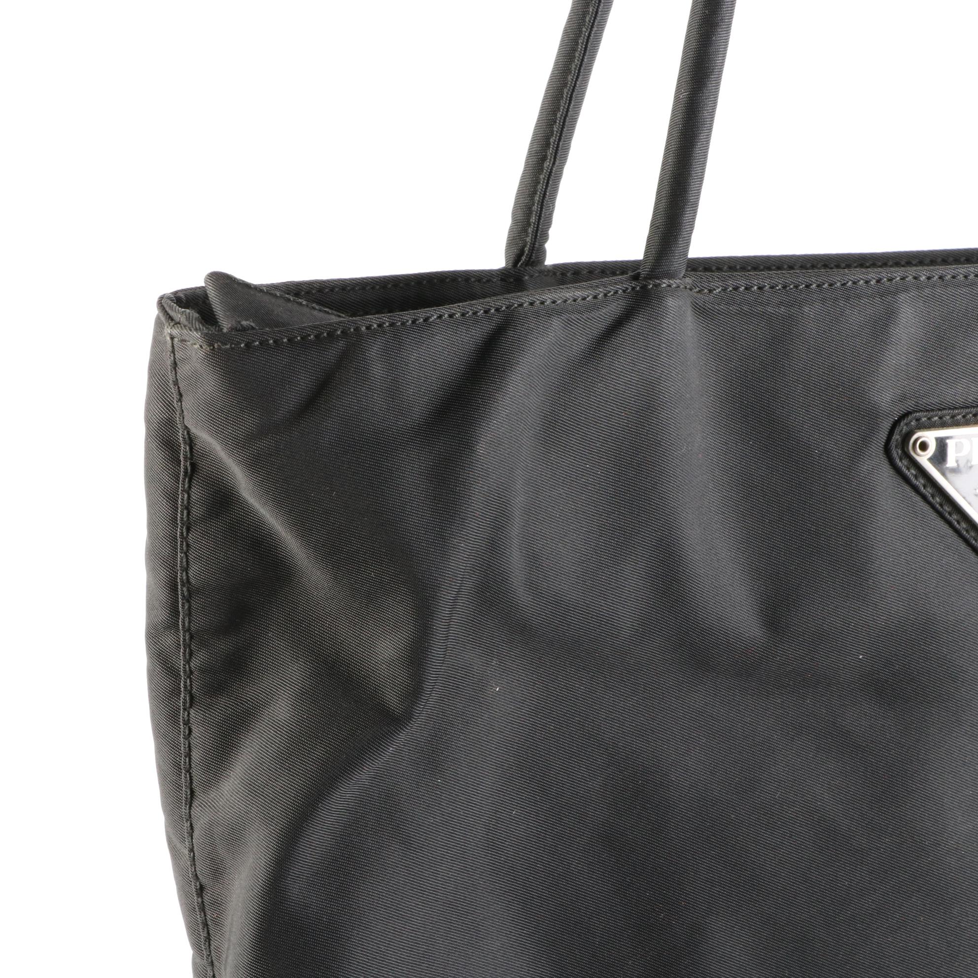 Prada Small Shoulder Tote in Black Tessuto Nylon