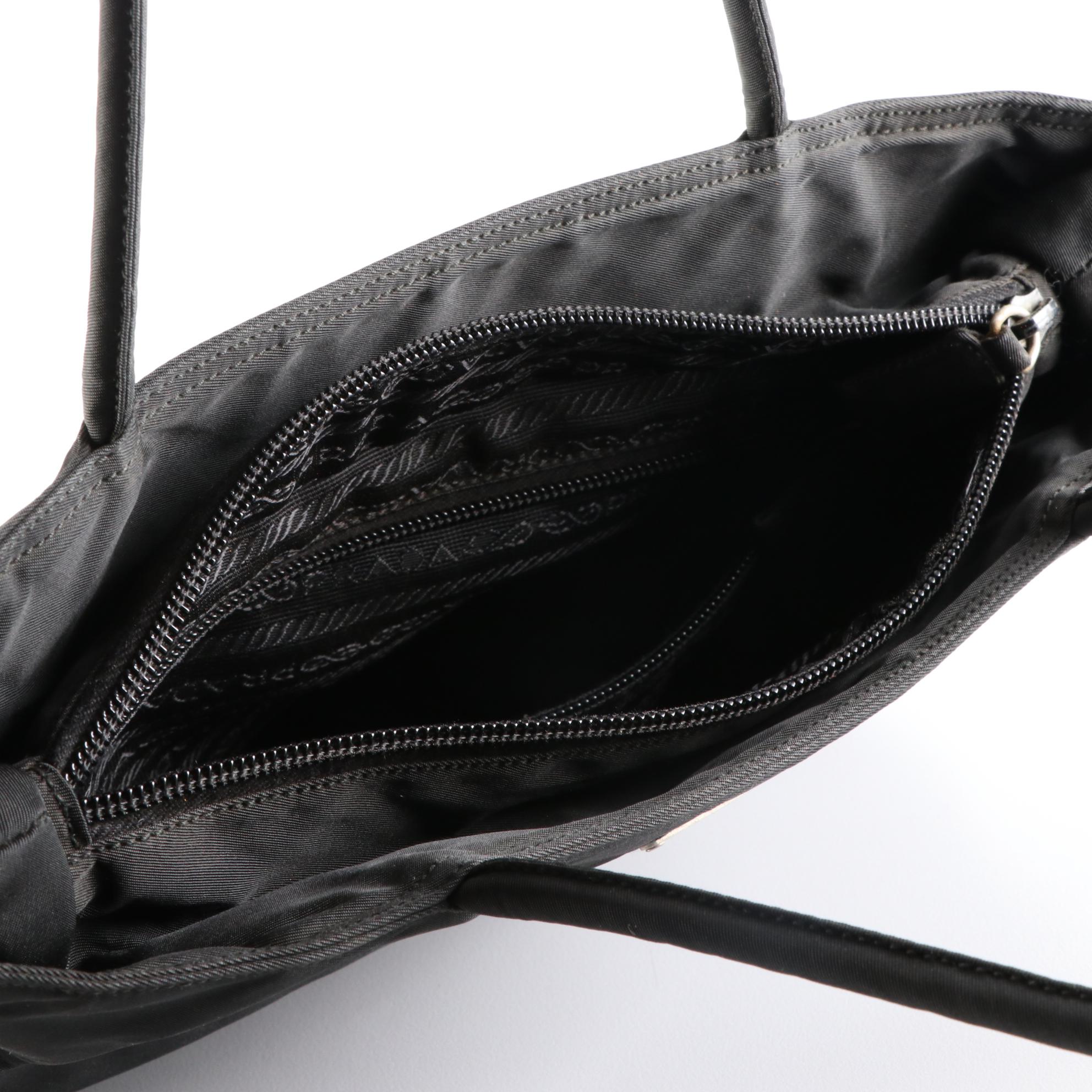 Prada Small Shoulder Tote in Black Tessuto Nylon