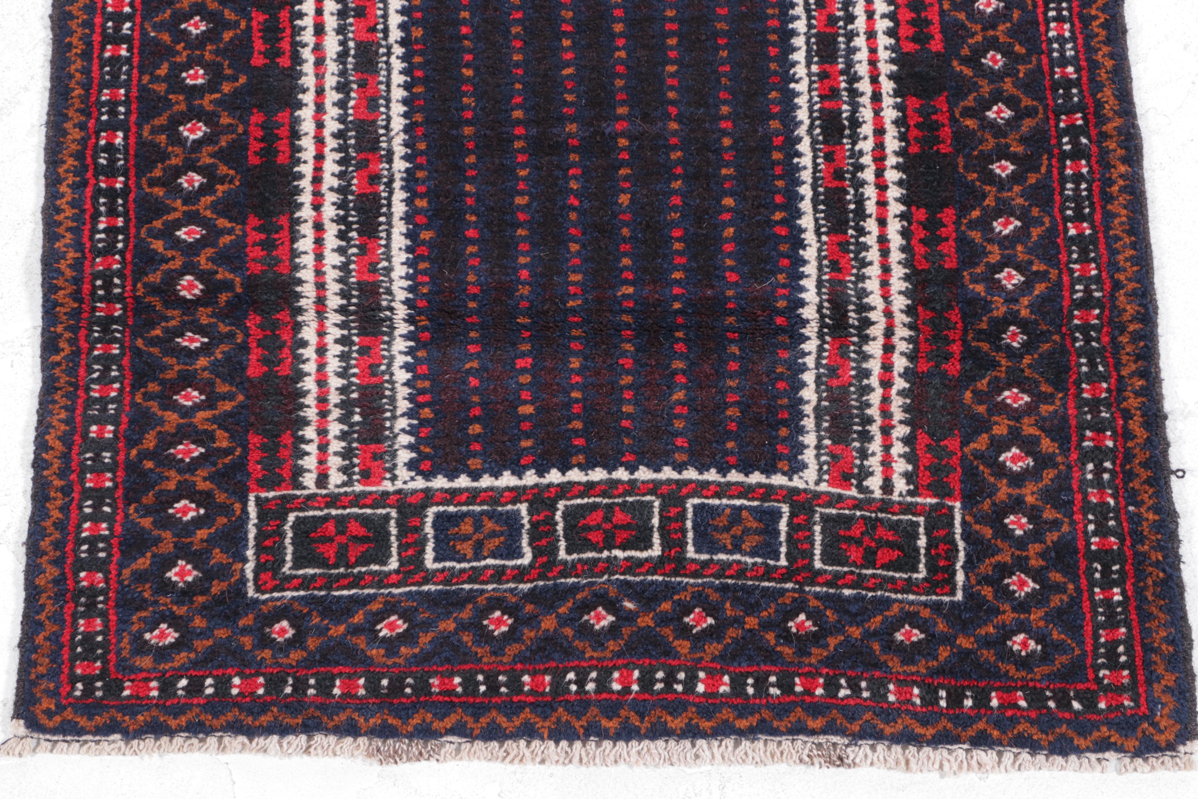 2'6 x 4'5 Hand-Knotted Afghan Baluch Prayer Rug