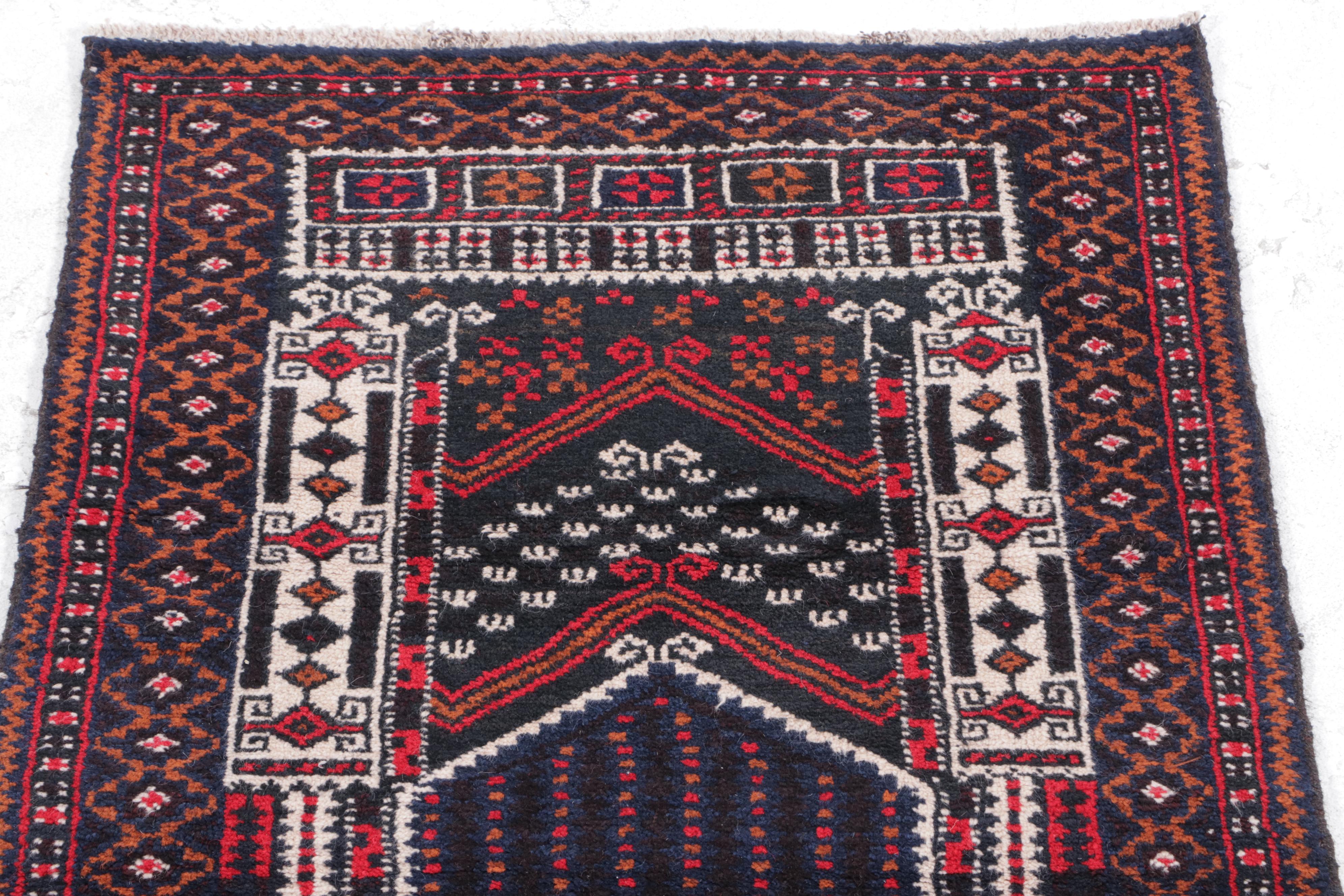 2'6 x 4'5 Hand-Knotted Afghan Baluch Prayer Rug