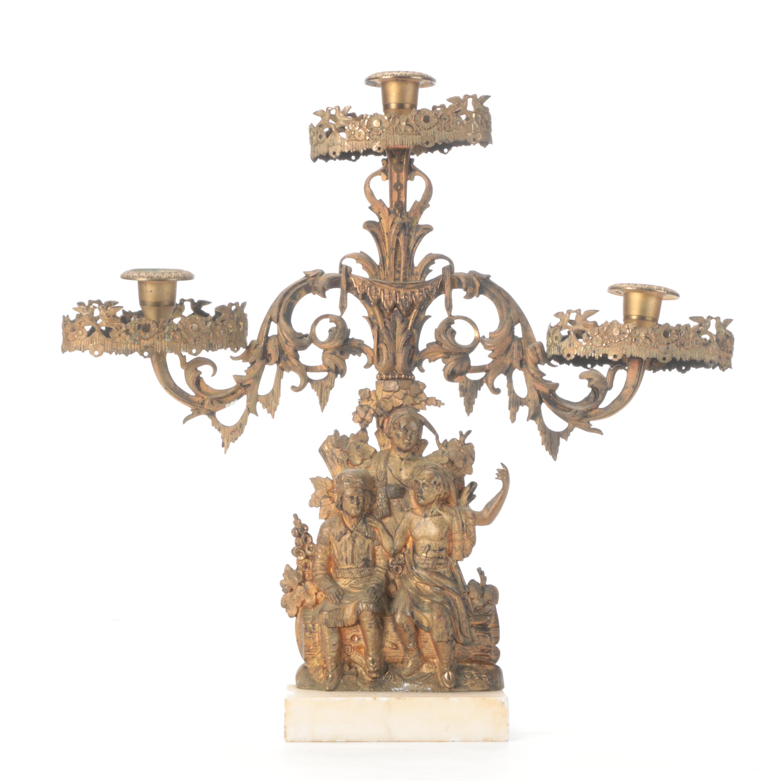 Cornelius & Co. Cast Brass Figural Candlesticks