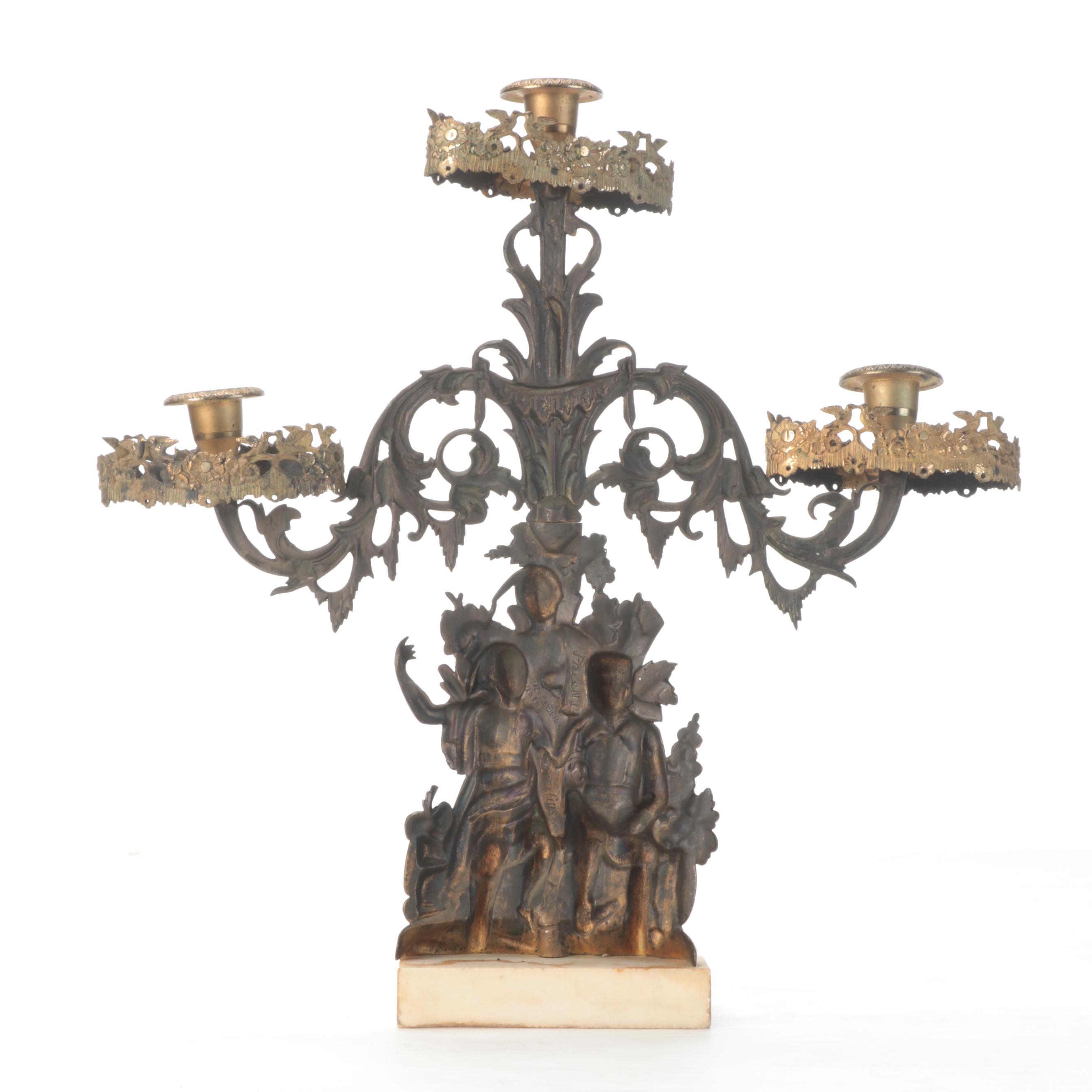 Cornelius & Co. Cast Brass Figural Candlesticks