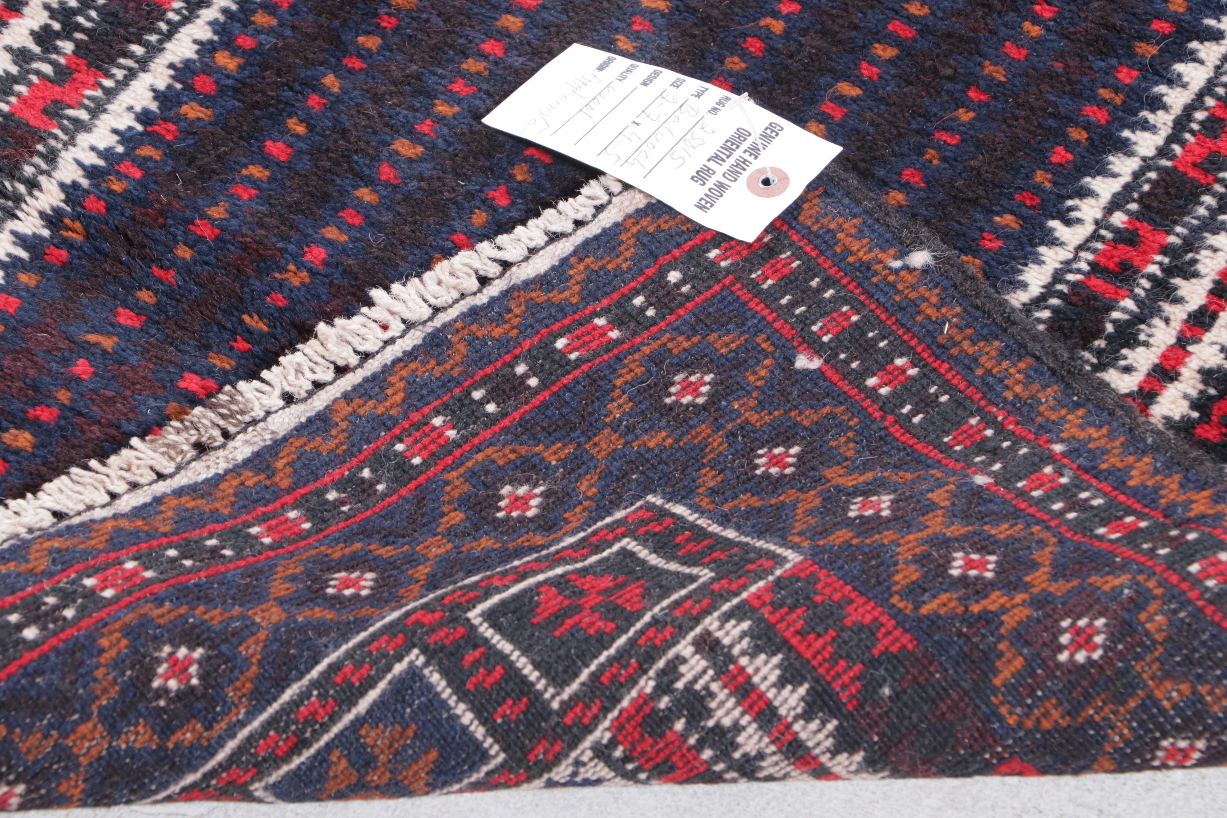 2'6 x 4'5 Hand-Knotted Afghan Baluch Prayer Rug