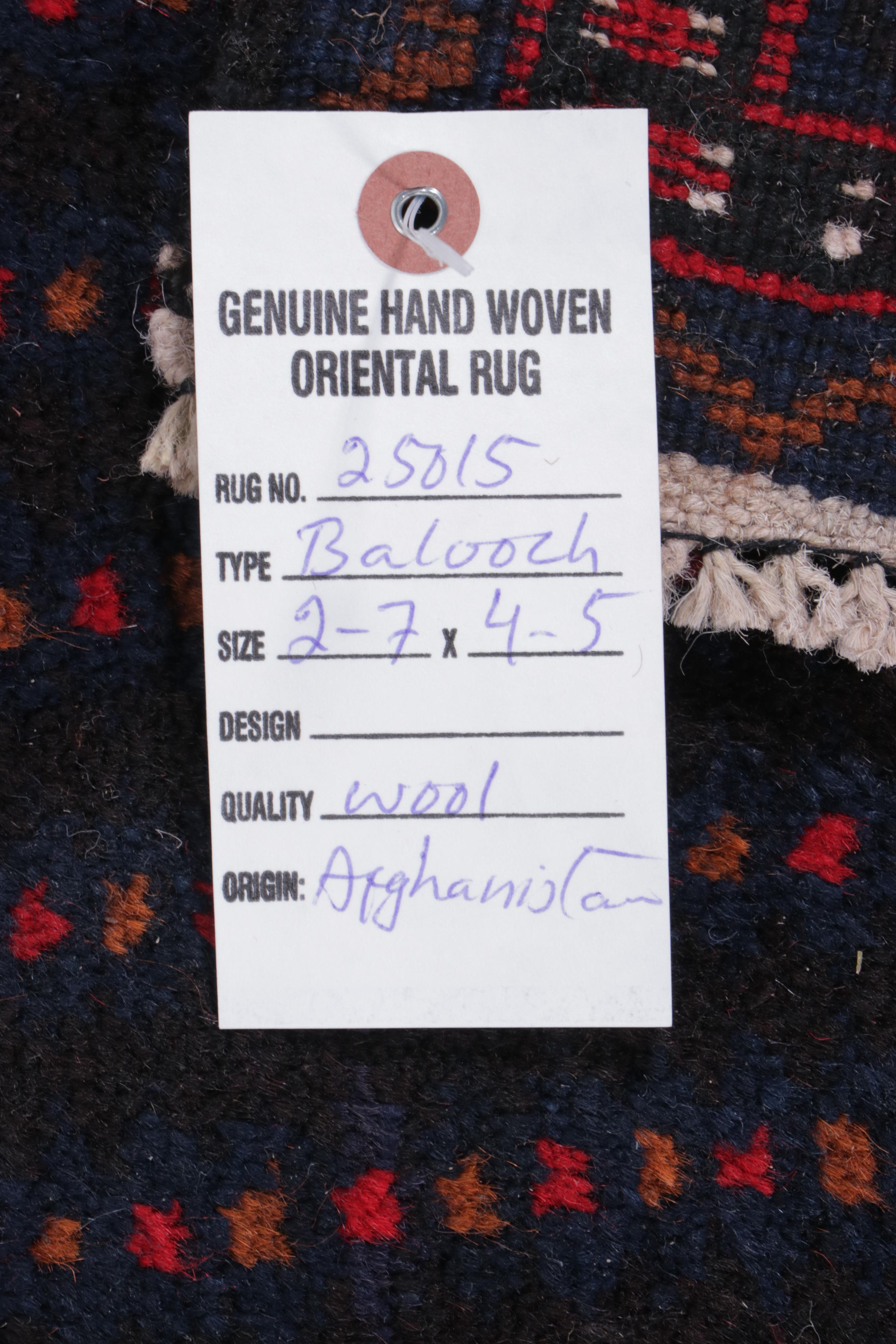 2'6 x 4'5 Hand-Knotted Afghan Baluch Prayer Rug