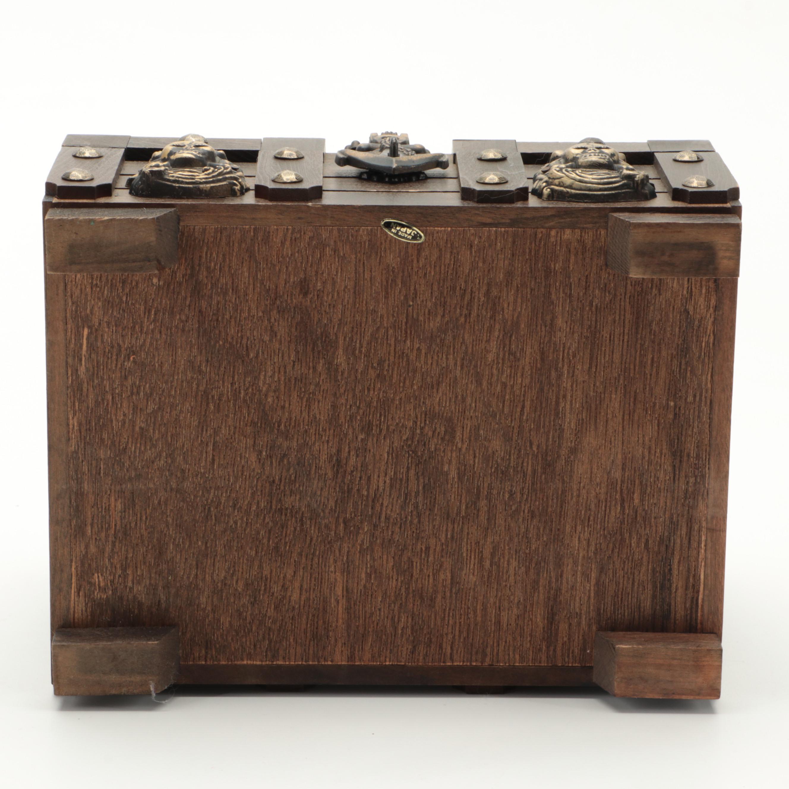 Carved Pine Clamshell Box and Pirate's Chest Jewelry Box