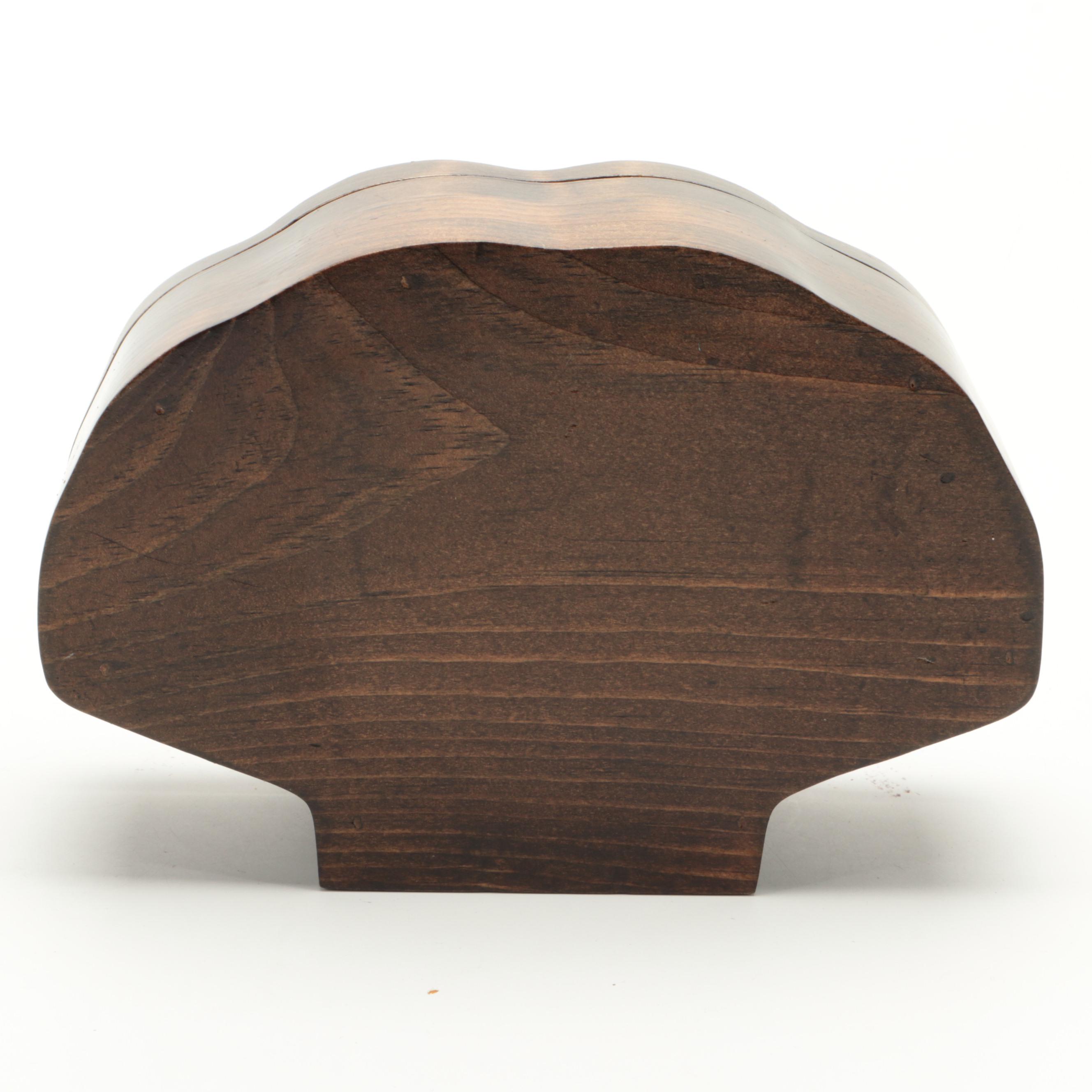 Carved Pine Clamshell Box and Pirate's Chest Jewelry Box