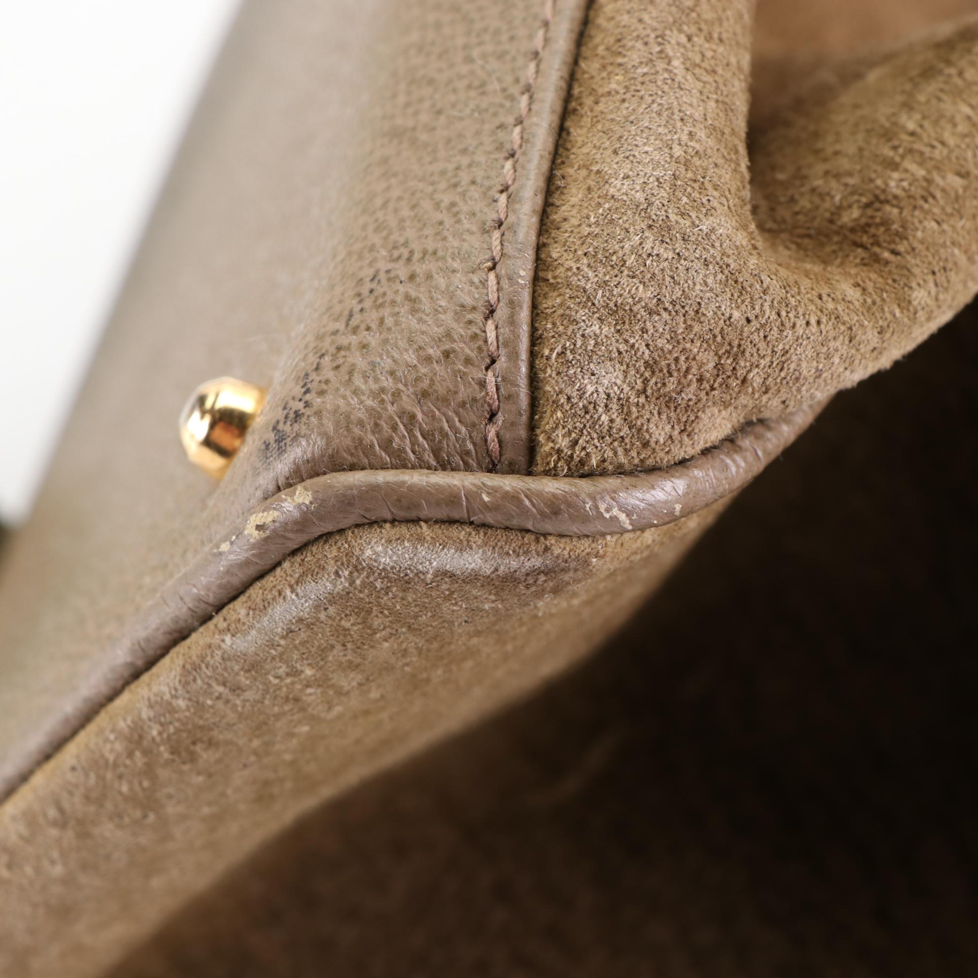 Gucci Bamboo Handle Bag in Suede and Leather